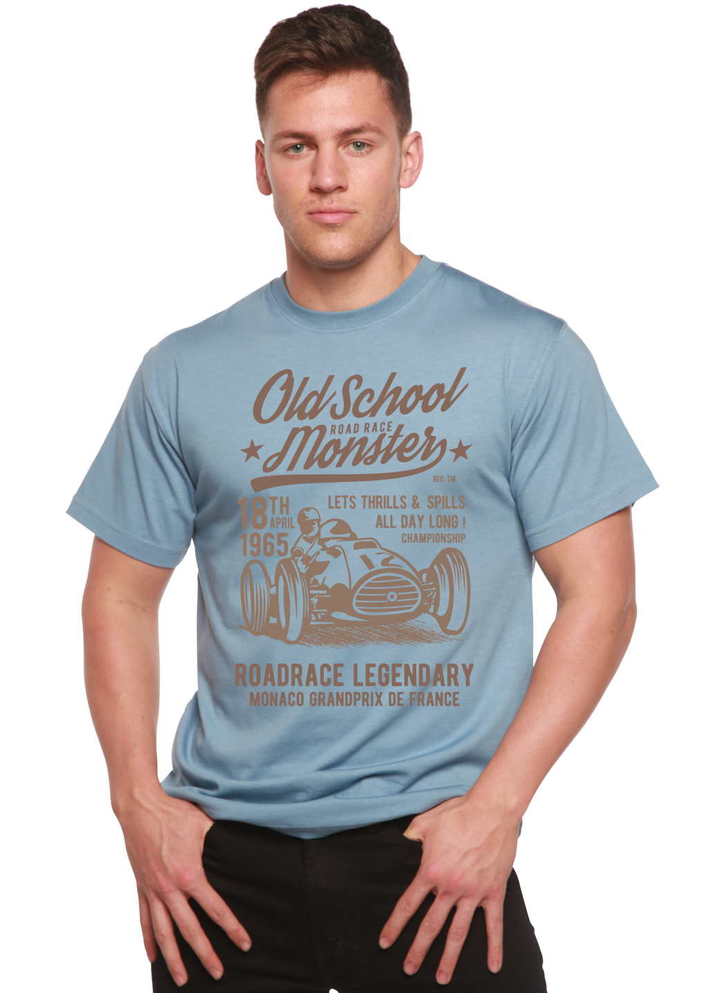 Spun Bamboo Old School Road Spun Bamboo® Men's Bamboo Viscose/Organic Cotton Short Sleeve Graphic T-Shirt — side view