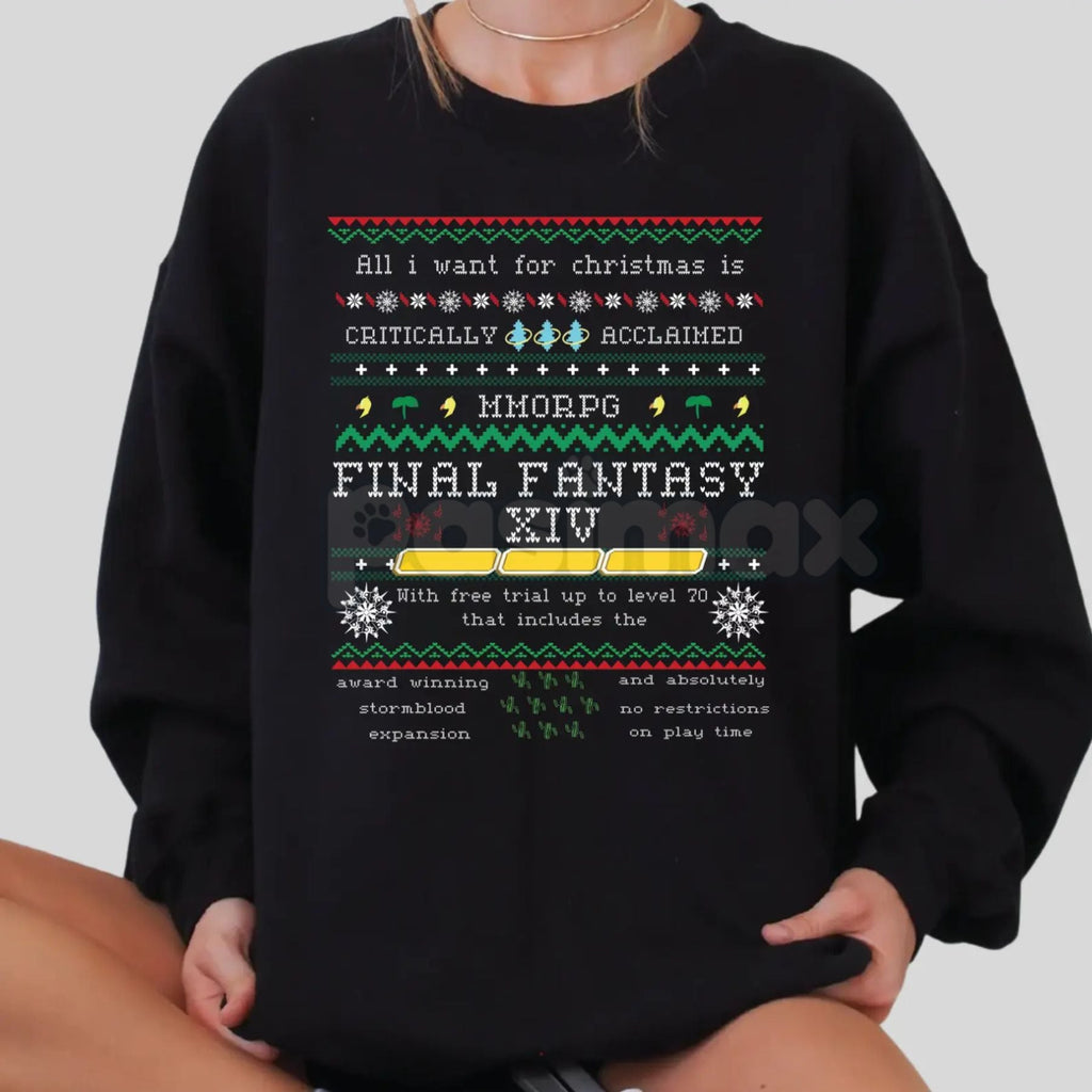 Pasimax FFXIV Christmas Sweatshirt: "Critically Acclaimed Online RPG" Holiday Crewneck – Final Fantasy XIV Fan Gift — lifesty