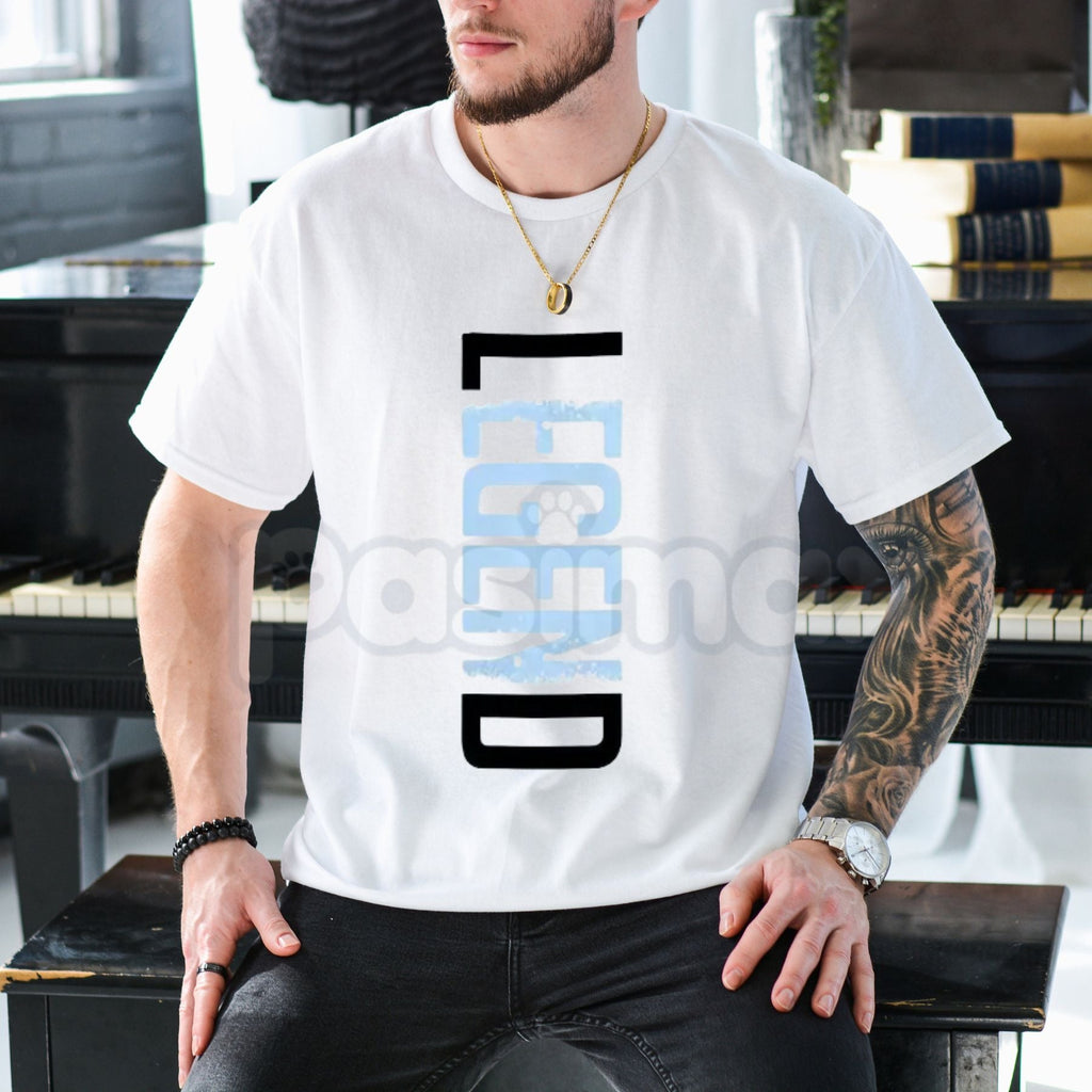 "LEGEND" Vertical Graphic T-Shirt – Modern Minimalist Streetwear Tee, Premium 100% Cotton Sleek Typographic Top, Soft Lived-In Heavyweight Urban Statement Shirt, Made in USA