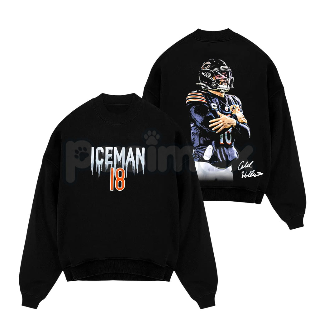 Pasimax Caleb Williams 18 – Iceman 'Cold' Celly For Da Bears Cotton Hoodie, Sweatshirt & T-Shirt — lifestyle context