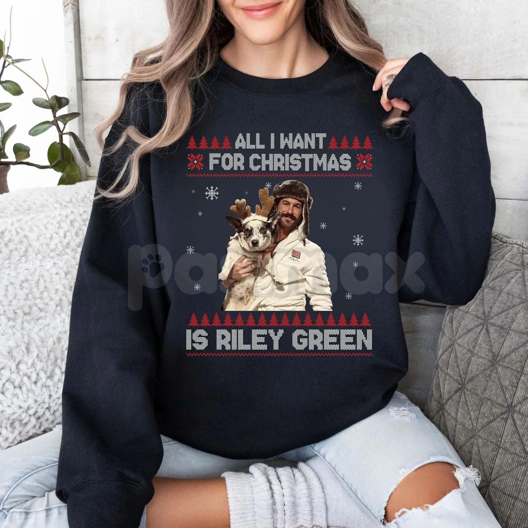 Pasimax Retro Christmas Wish Sweatshirt | Vintage Holiday Sweater | All I Want For Christmas Crewneck — lifestyle context