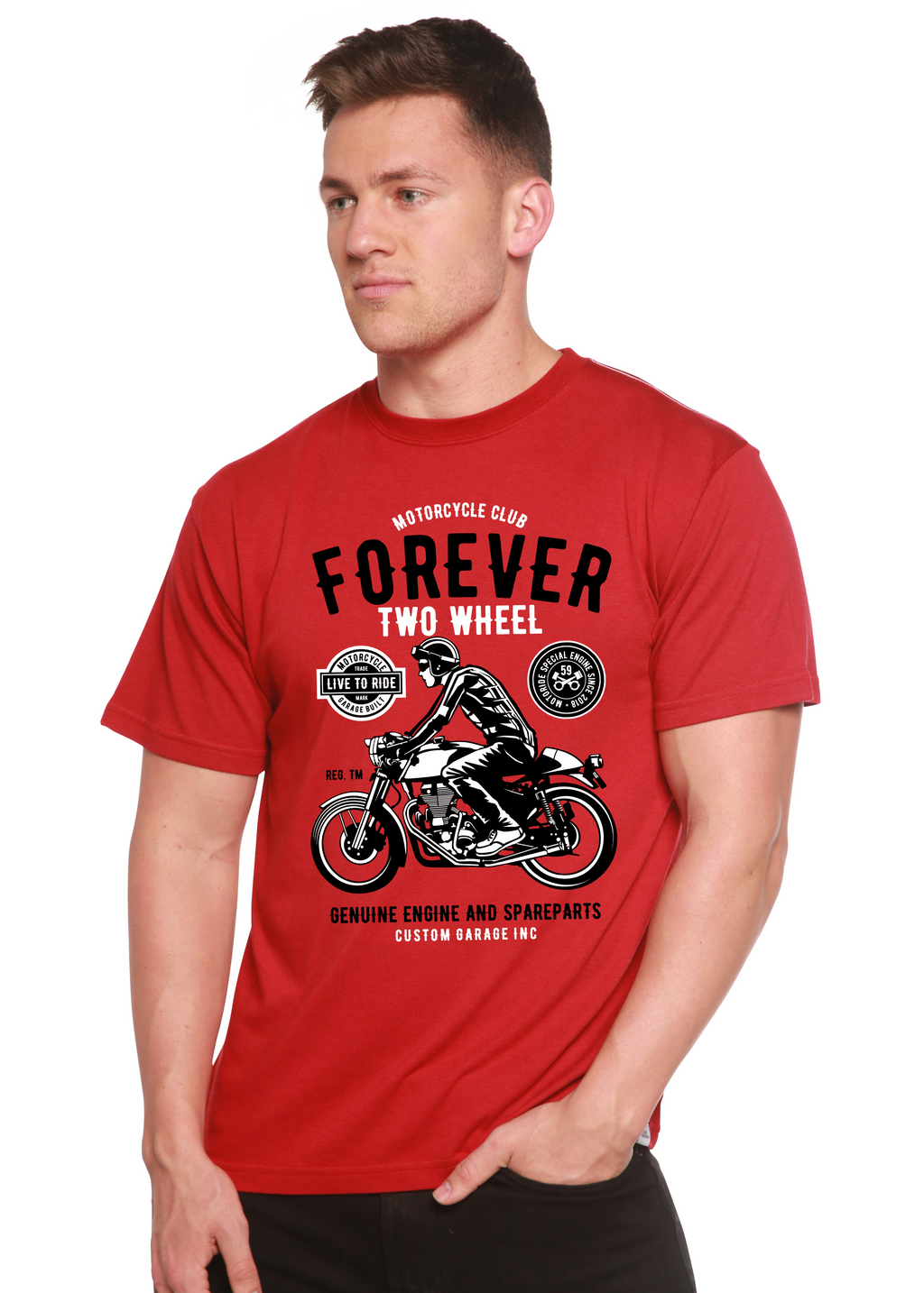 Spun Bamboo Forever Two Wheel Men's Bamboo Viscose/Organic Cotton Short Sleeve Graphic T-Shirt — main product shot