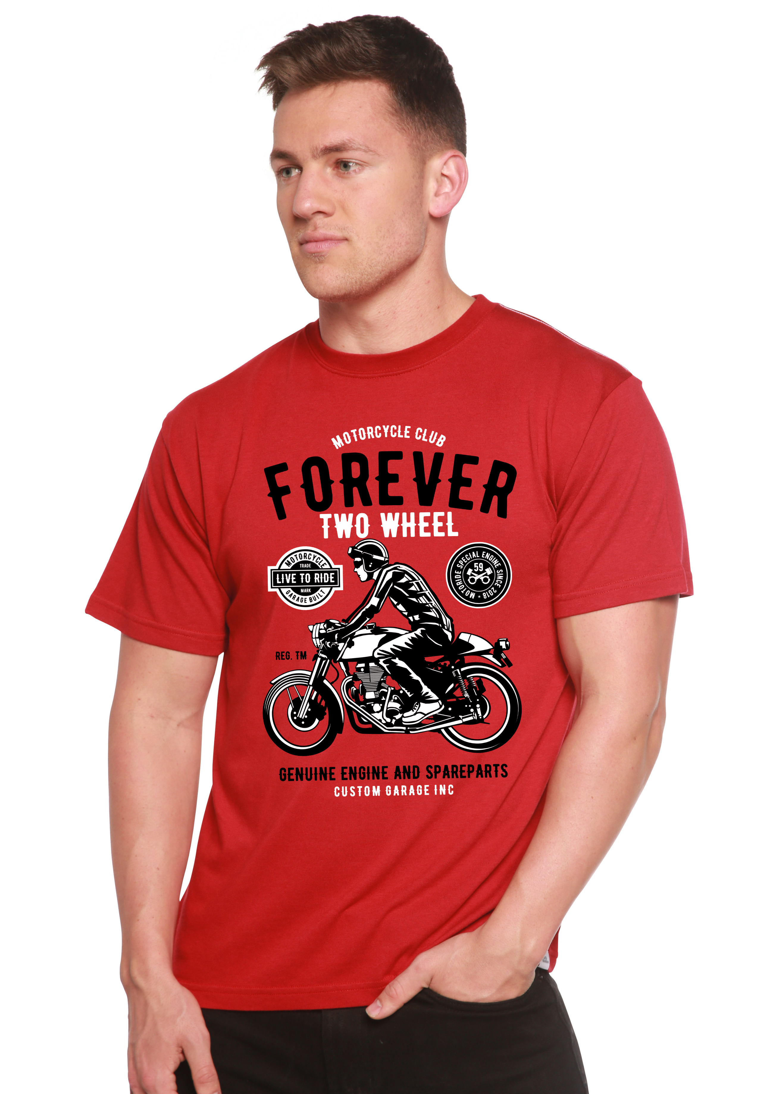Spun Bamboo Forever Two Wheel Men's Bamboo Viscose/Organic Cotton Short Sleeve Graphic T-Shirt — main product shot