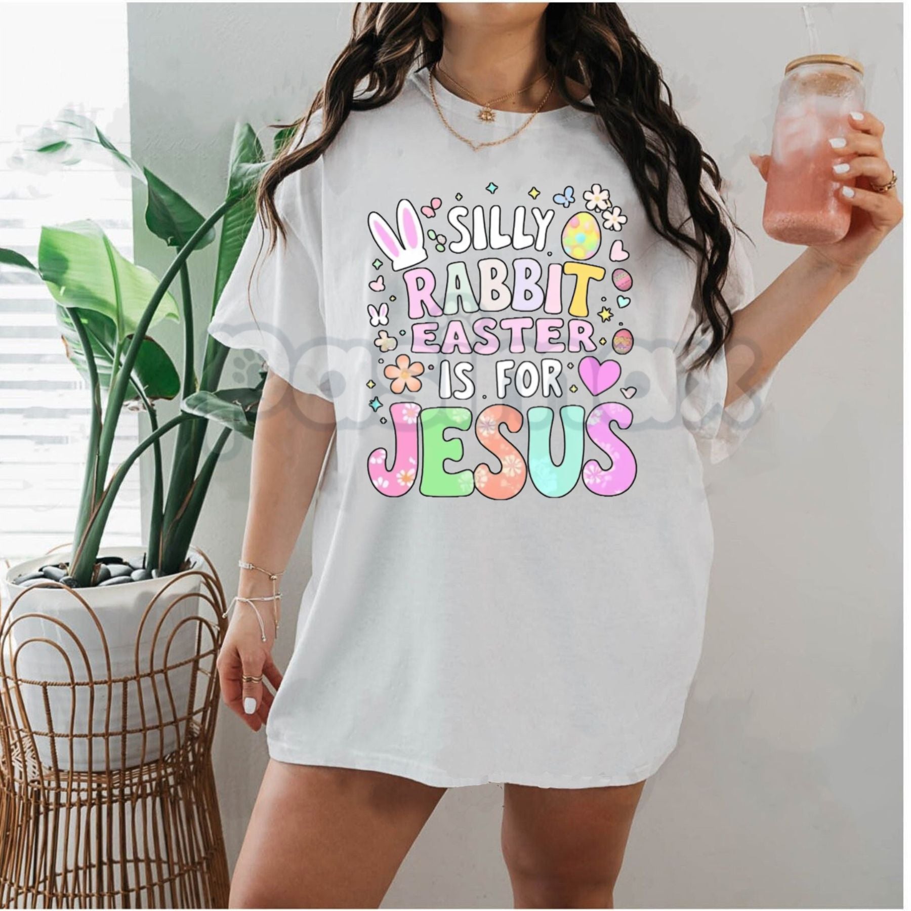 Pasimax Aesthetic "Easter Is For Jesus" Floral T-Shirt - Boho Silly Rabbit Christian Graphic Tee, Premium 100% Cotton Religio