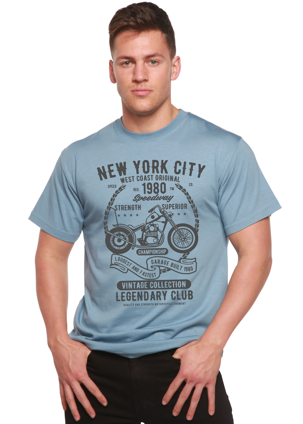 Spun Bamboo New York City Spun Bamboo® Men's Bamboo Viscose/Organic Cotton Short Sleeve Graphic T-Shirt — alternative angle
