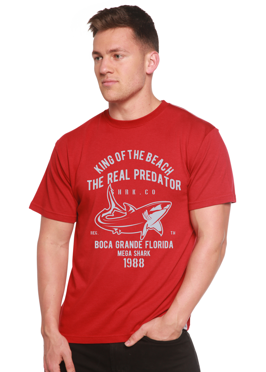 Spun Bamboo Shark Real Spun Bamboo® Men's Bamboo Viscose/Organic Cotton Short Sleeve Graphic T-Shirt — side view