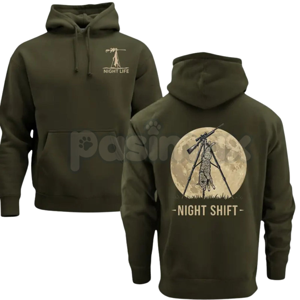 Pasimax Coyote Night Life Hunting Hoodie – Thermal Predator Hunter Gear, Rugged Men’s Pullover, Gift for Coyote & Varmint Hun
