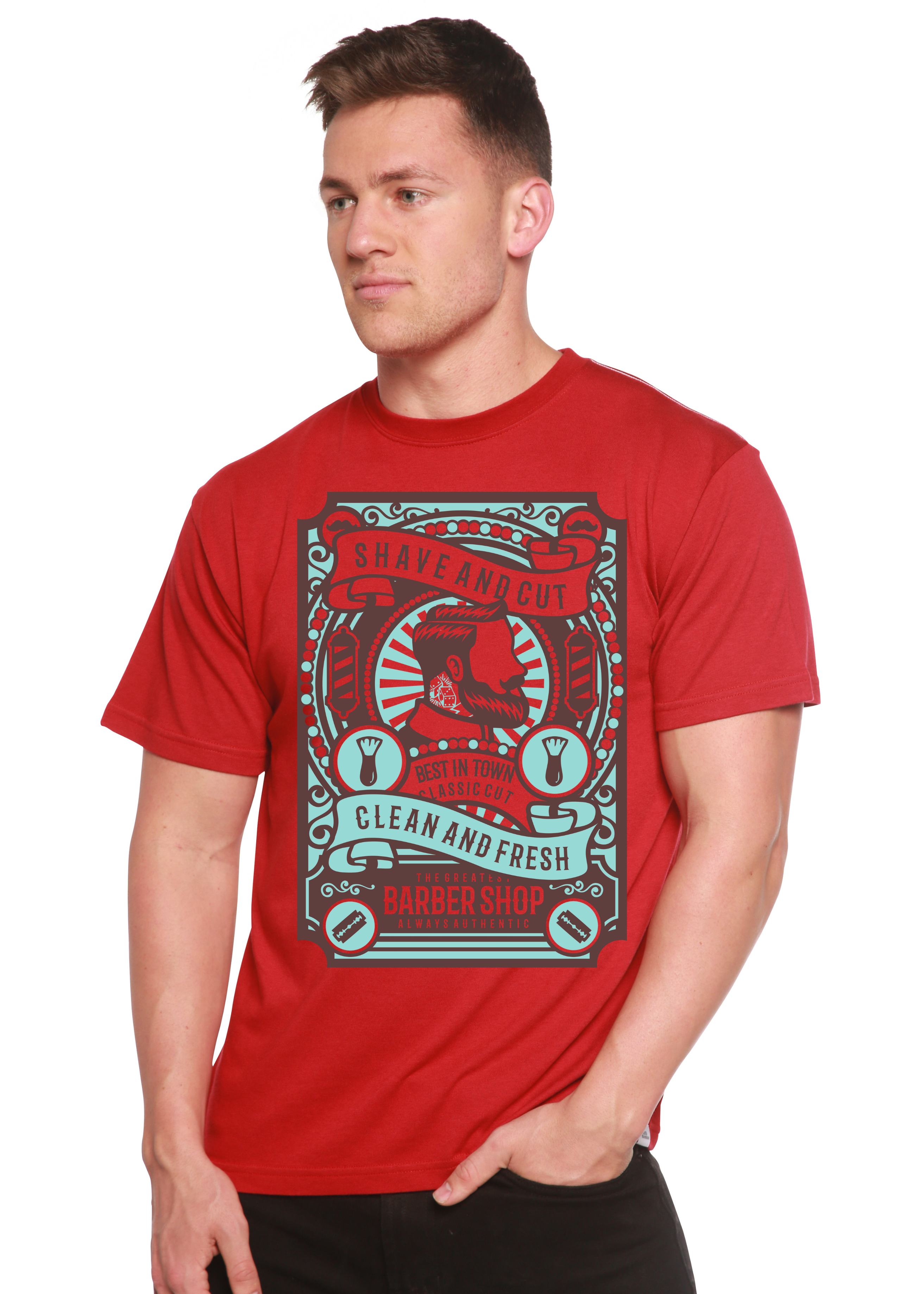 Spun Bamboo Shave and Cut Spun Bamboo® Men's Bamboo Viscose/Organic Cotton Short Sleeve Graphic T-Shirt — side view