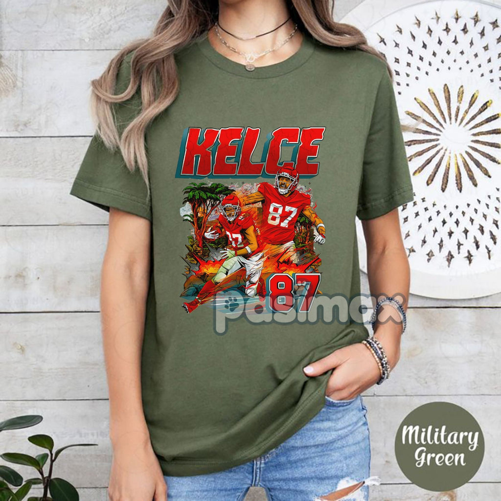Pasimax Travis Kelce Kansas City Chiefs Graphic T-Shirt - NFL Football Fan Apparel, Team Tee — lifestyle context