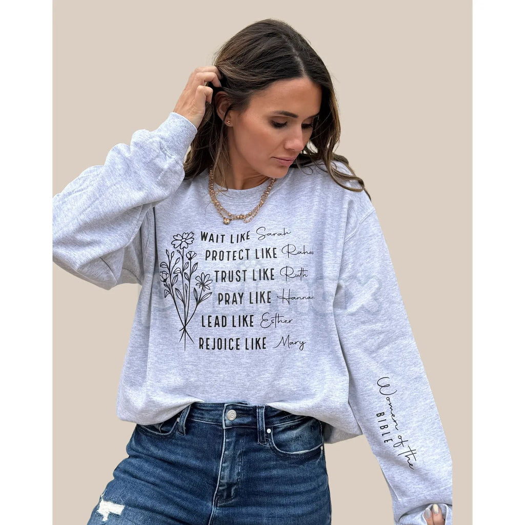 Women of the Bible Sweatshirt | Biblical Heroines Names Crewneck | Christian Woman Heritage Jumper | Aesthetic Faith Based Gift | Religious Femininity Pullover