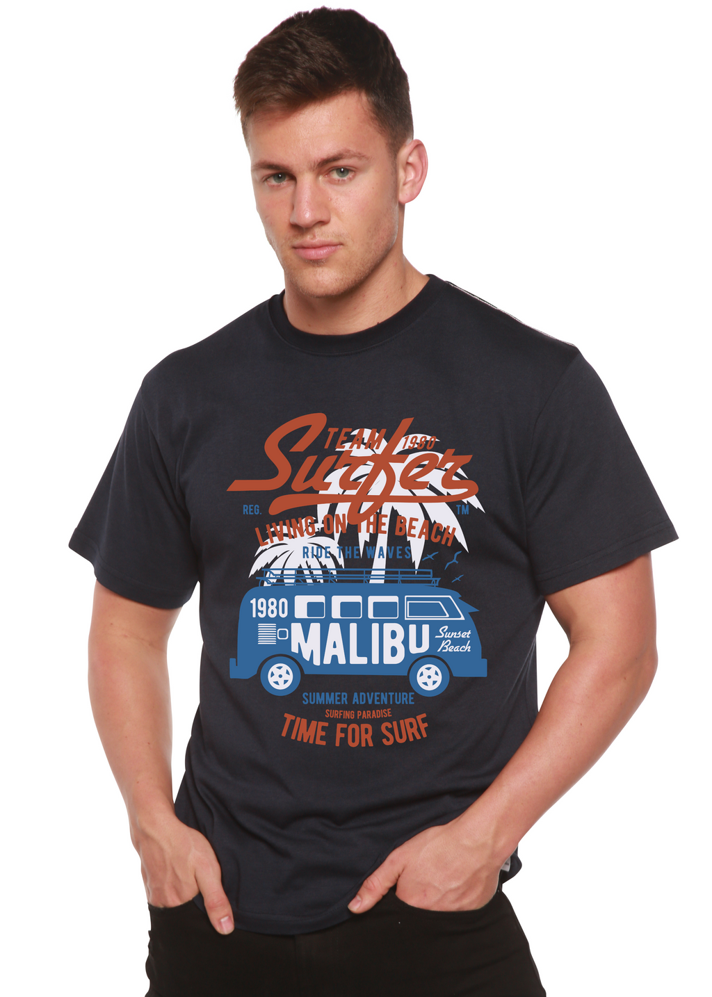Spun Bamboo Team Surfer Spun Bamboo® Men's Bamboo Viscose/Organic Cotton Short Sleeve Graphic T-Shirt — side view