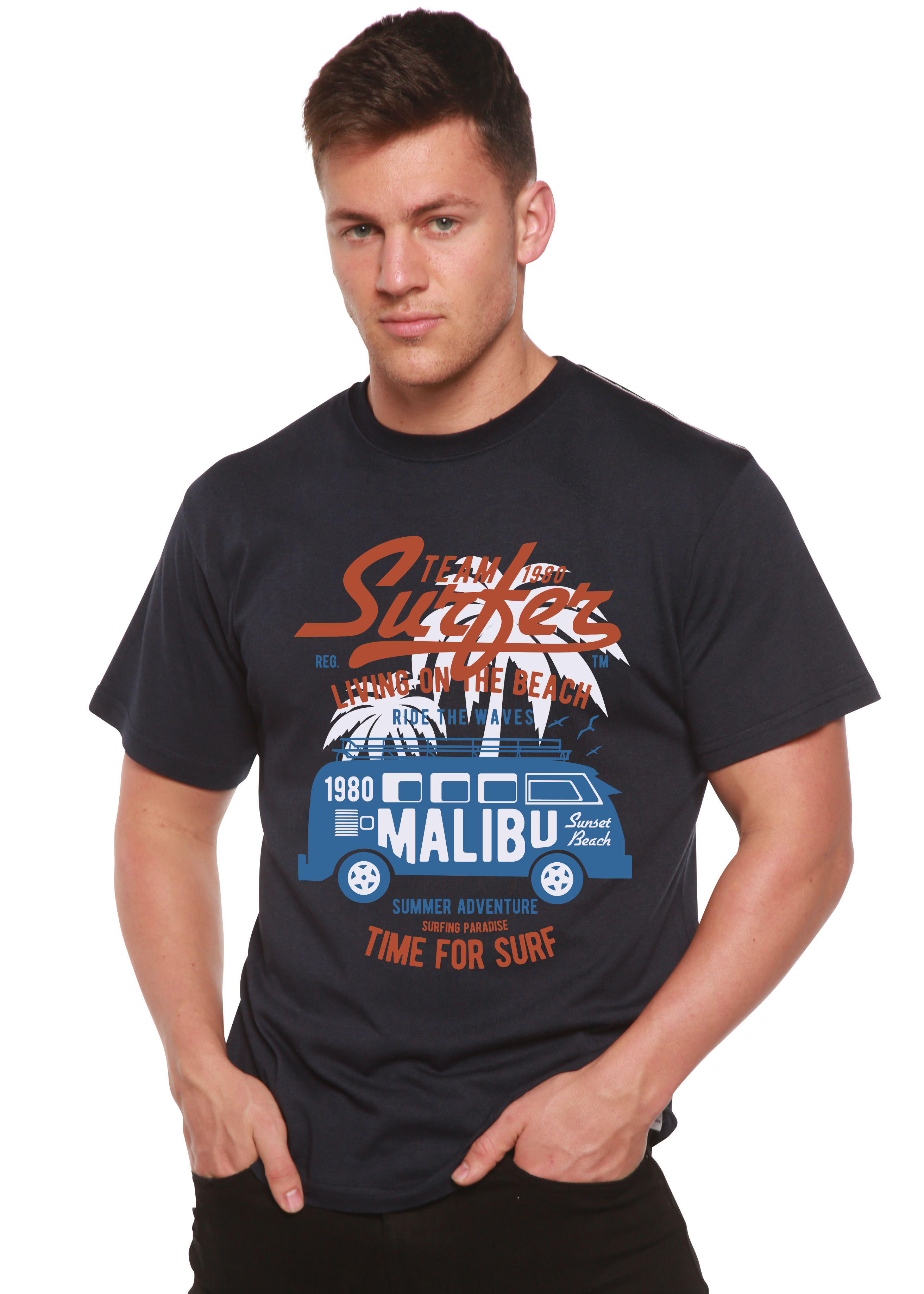 Spun Bamboo Team Surfer Spun Bamboo® Men's Bamboo Viscose/Organic Cotton Short Sleeve Graphic T-Shirt — side view