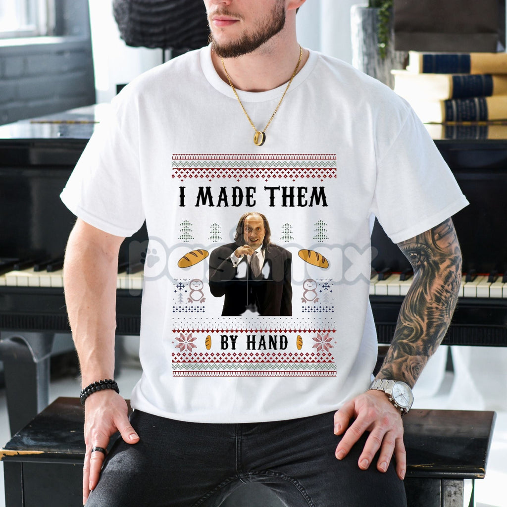 Pasimax Scary Movie "I Made Them By Hand" Ugly Christmas T-Shirt - Funny Hanson Quote Tee, Cult Comedy Holiday Gift, Parody X