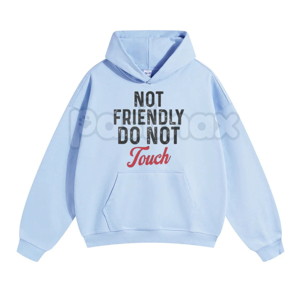 Pasimax "Not Friendly Do Not Touch" Humorous Black Hoodie – Sarcastic Introvert Pullover, Funny Antisocial Statement Gear, Un