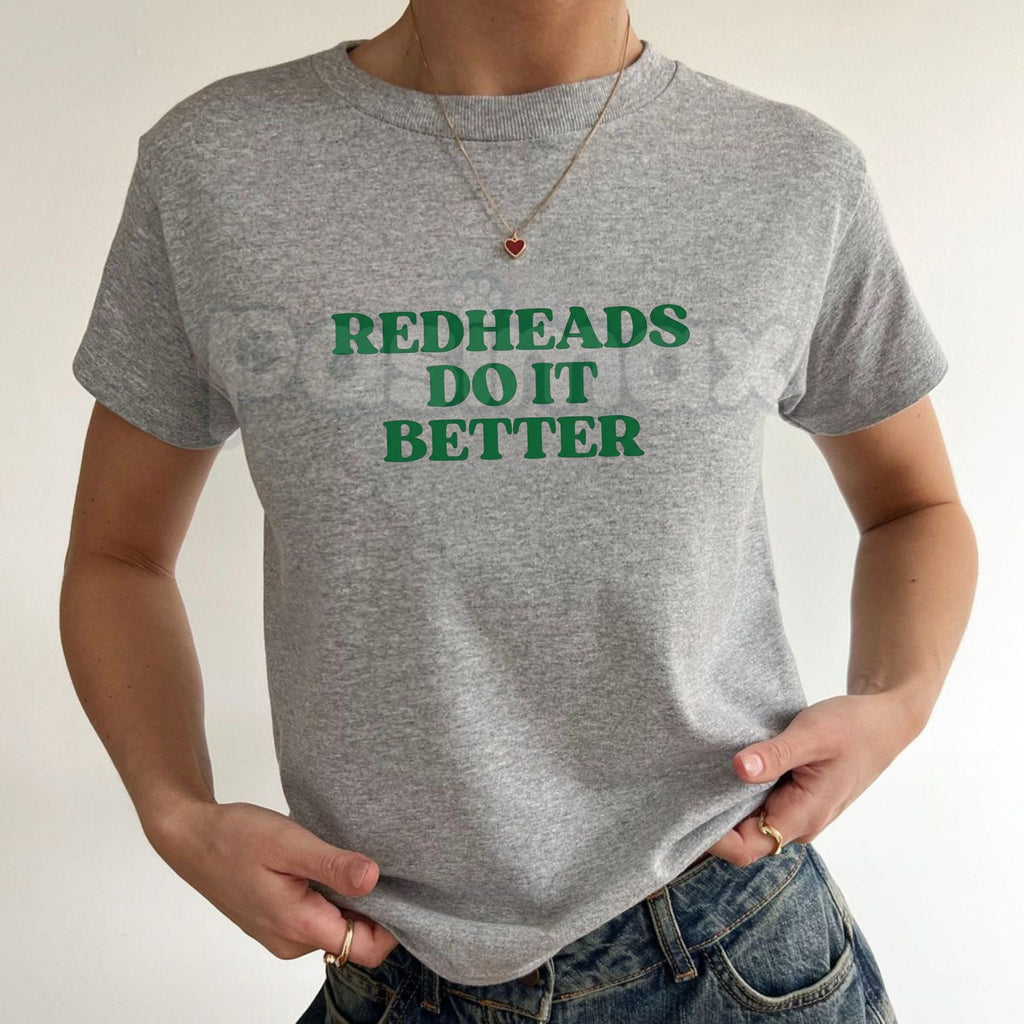 Pasimax "Redheads Do It Better" Baby Tee - Sassy Red Hair Pride Graphic Top, Y2K Style Gingers Rule Crop Tee, Premium 100% Co