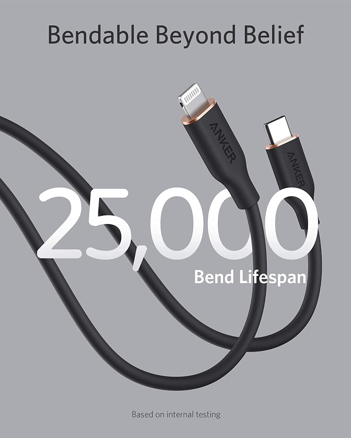 Anker <b>641</b> USB-C to Lightning Cable (Flow, 3 ft Silicone), view 4