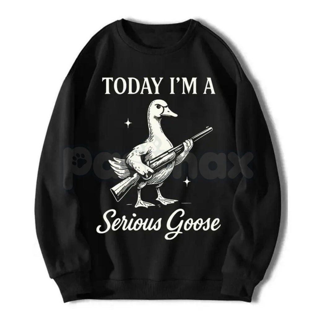 Pasimax Serious Goose Graphic Shirt – Quirky Animal Art Hoodie & Funny Slogan Streetwear Sweatshirt — lifestyle context