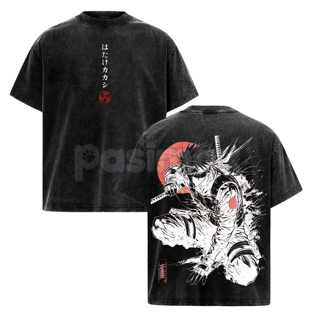 Pasimax Kakashi Hatake T-Shirt – Washed Vintage Naruto Anime Oversize Streetwear Tee, Sharingan Ninja Graphic Shirt — lifesty