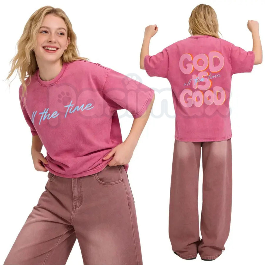God Is God All The Time T-Shirt – Retro Christian Faith Graphic Tee, Vintage Washed Inspirational Lightweight Cotton Religious Praise Top