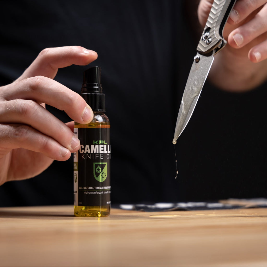 Organic Camellia Kitchen Knife Oil - Carbon Steel and Cast Iron – Knife Pivot Lube, view 2