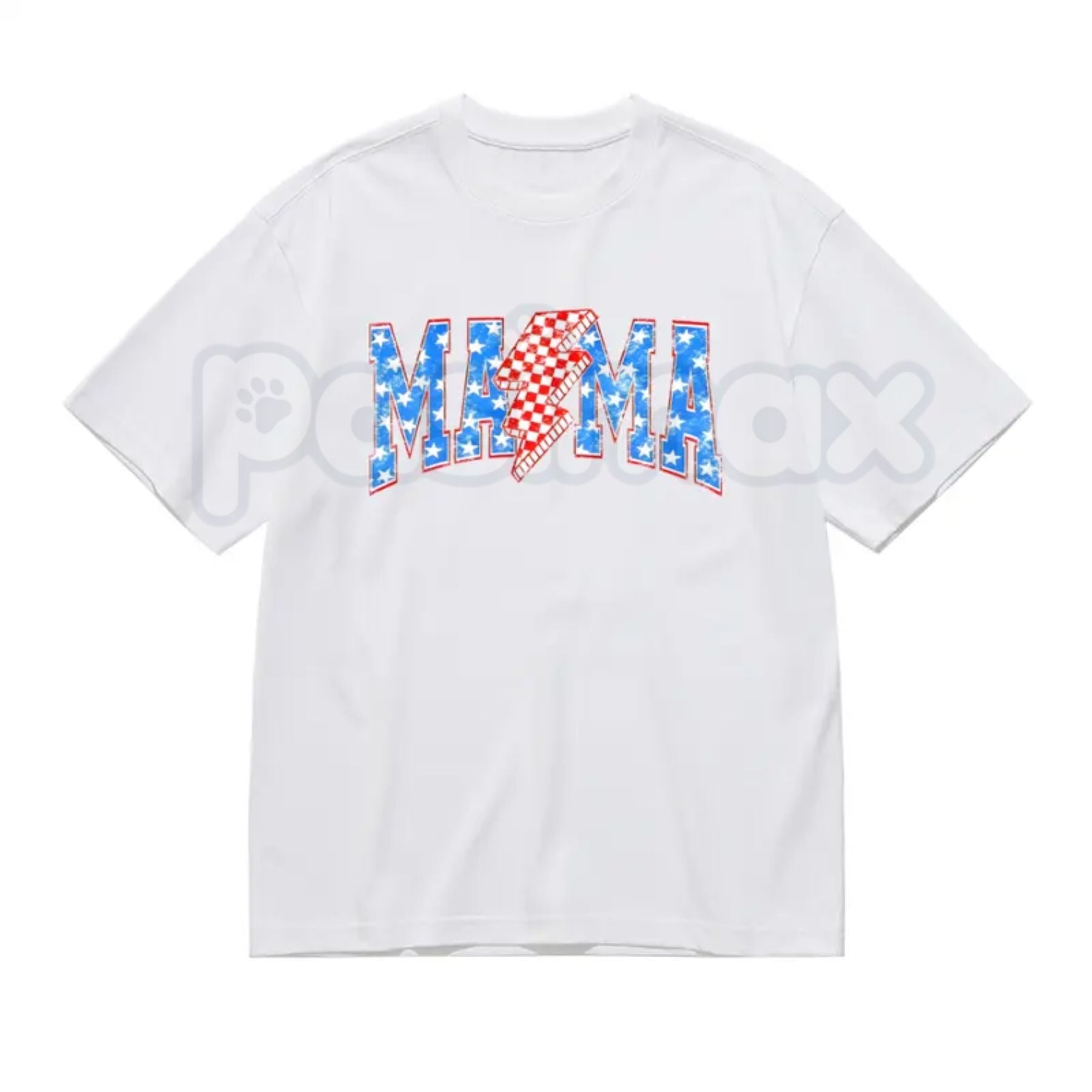 Mama Checkered Lightning Bolt T-Shirt – Retro Rocker Mom Graphic Tee