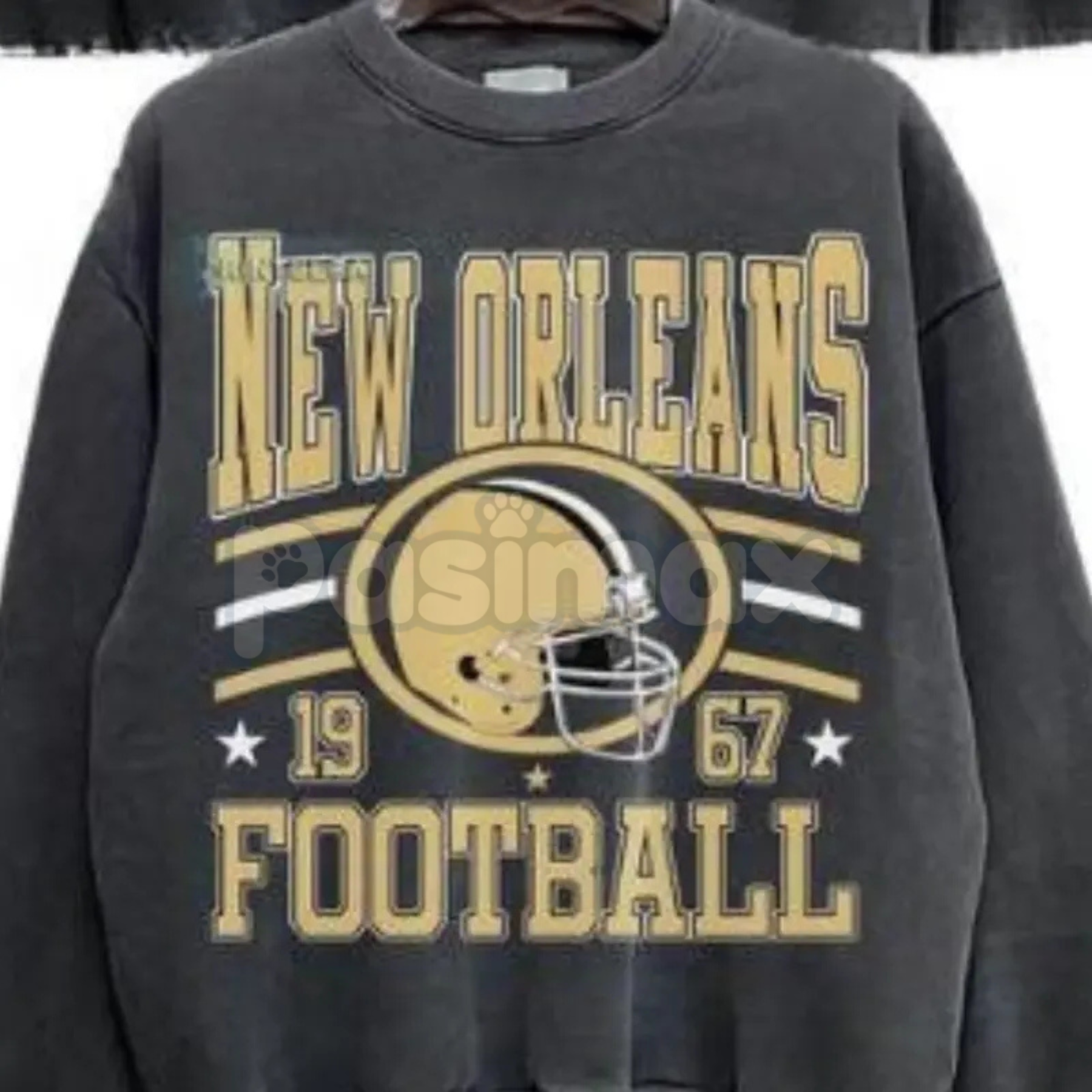 Pasimax New Retro Style Varsity All Team Football Sweatshirt – Vintage Fan Crewneck — lifestyle context