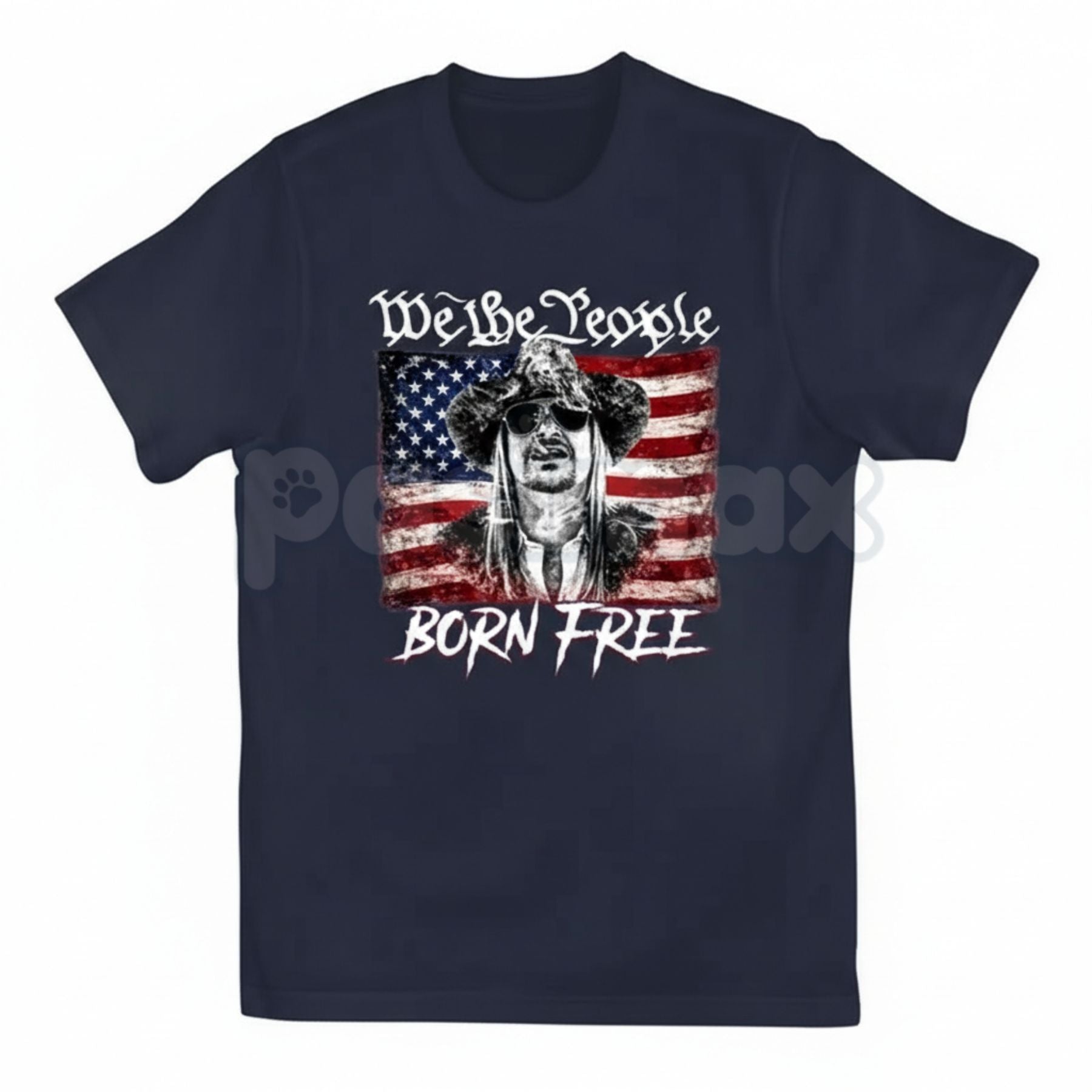 Pasimax "Born Free" Classic American Flag T-Shirt - Heritage USA Graphic Tee, Premium Heavyweight 100% Cotton Patriotic Shirt