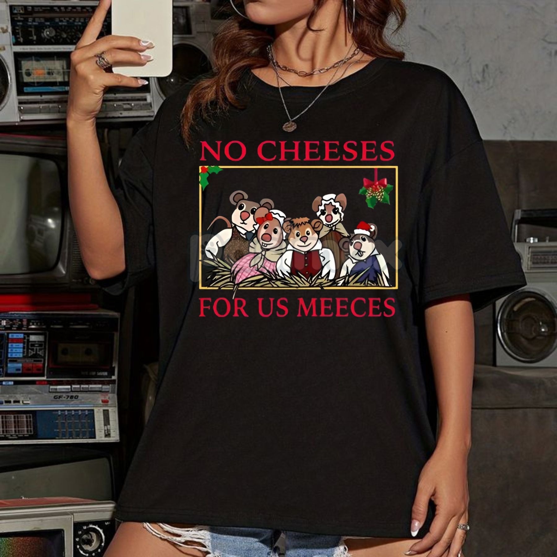 Pasimax "No Cheeses For Us Meeces" Christmas Shirt — lifestyle context