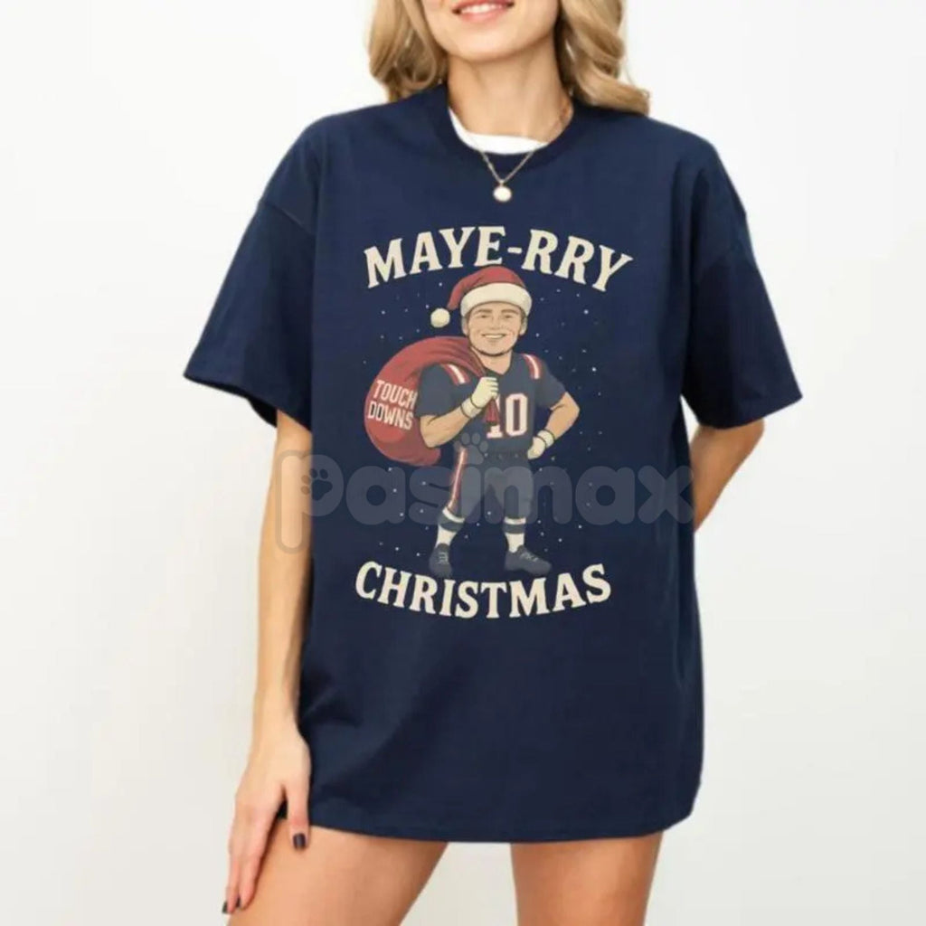 Pasimax Drake Maye New England Christmas T-Shirt - Patriots Unisex XMAS Gift, New England Football Tee, Casual NFL Fan Merch 