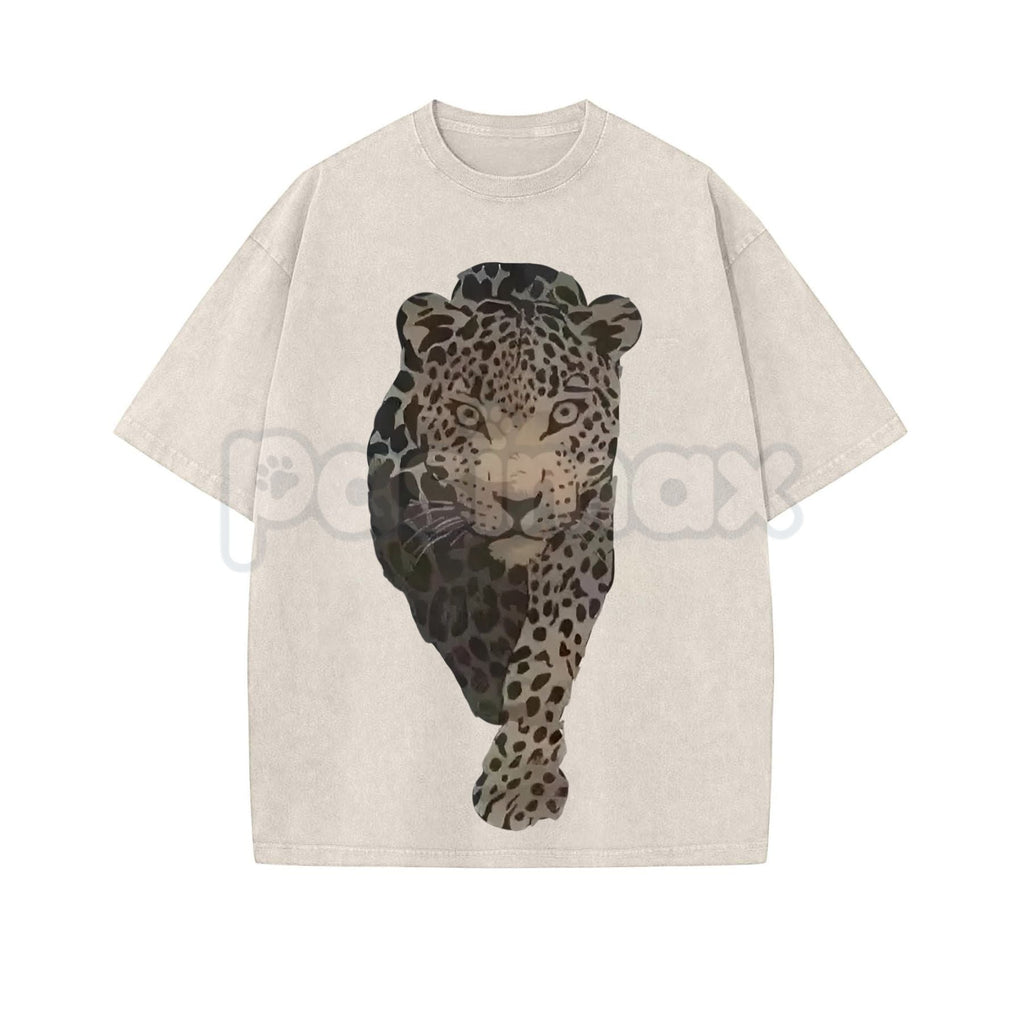 Leopard Print Women's Vintage Washed T-Shirt – Casual Animal Print Graphic Tee, Retro Lightweight Cotton Boho Streetwear