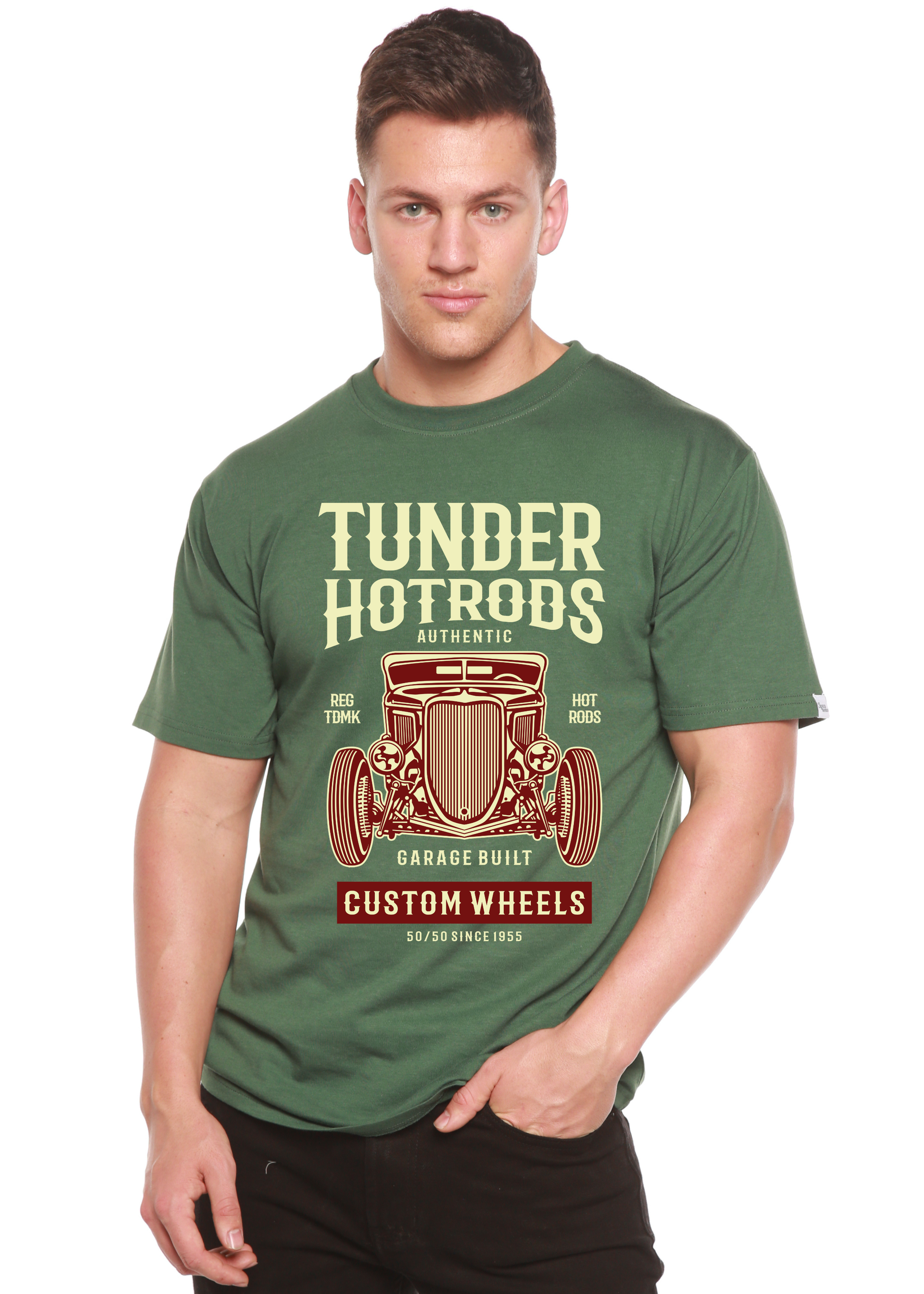 Spun Bamboo Thunder Hot Spun Bamboo® Men's Bamboo Viscose/Organic Cotton Short Sleeve Graphic T-Shirt — lifestyle context