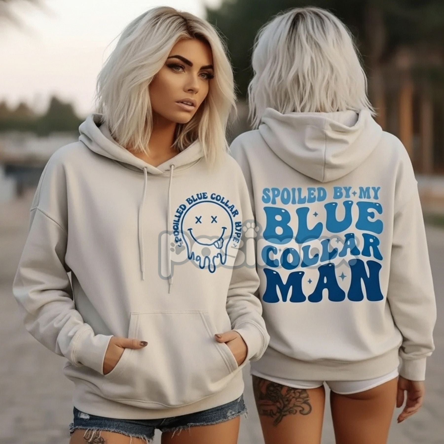 Pasimax Spoiled Blue Collar Wife Hoodie – Proud Wife Pullover, Union Worker Gift for Her, Unisex Comfort — lifestyle context