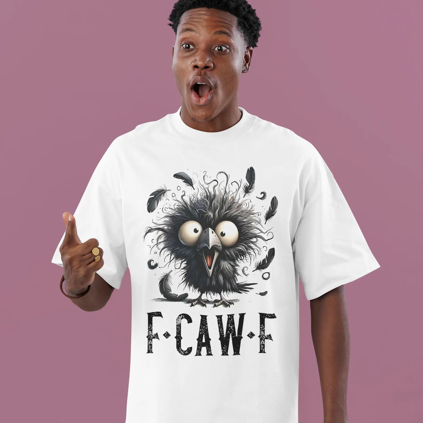 Pasimax "F-Caw-F" Crow T-Shirt — lifestyle context