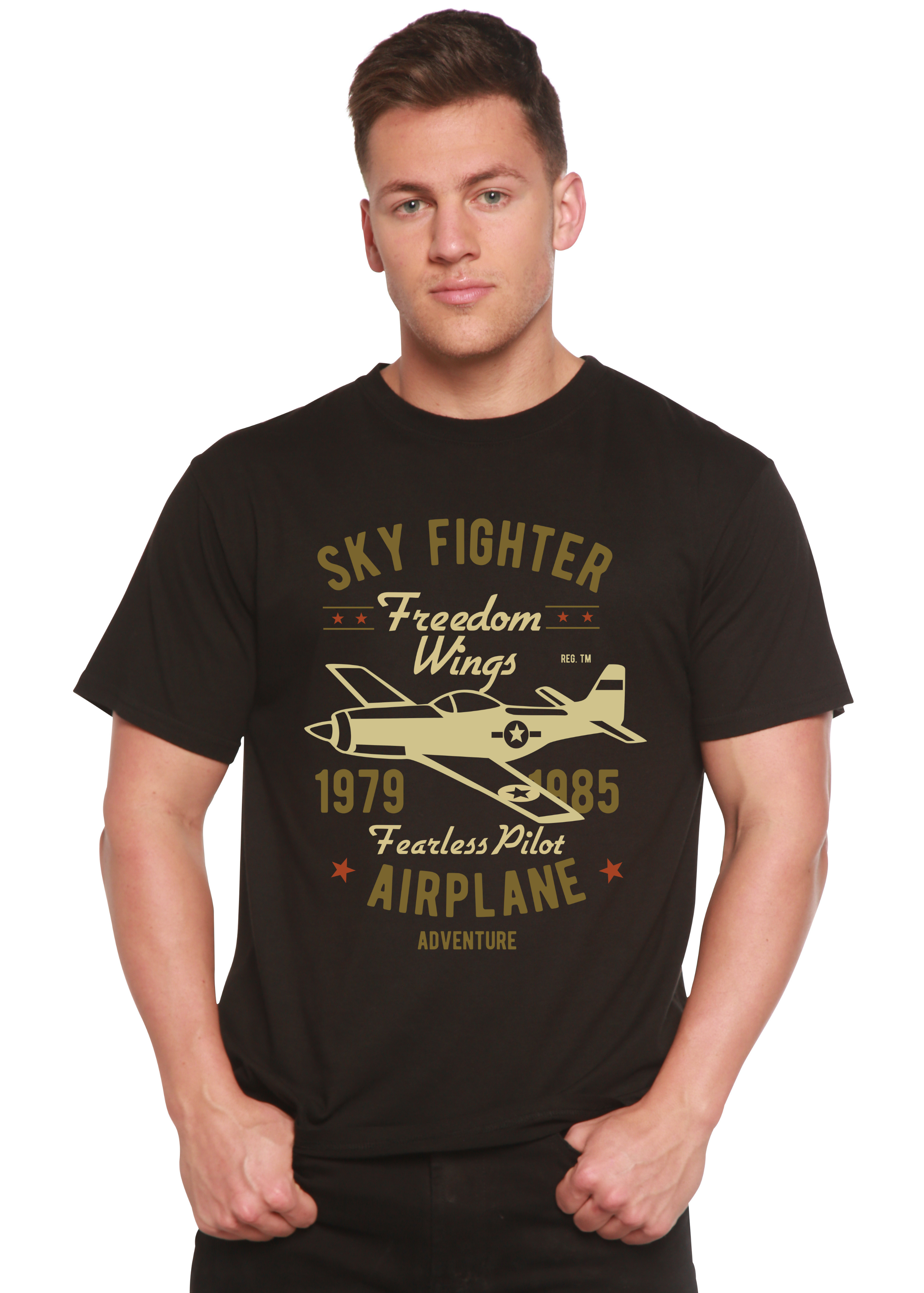 Spun Bamboo Sky Fighter Spun Bamboo® Men's Bamboo Viscose/Organic Cotton Short Sleeve Graphic T-Shirt — main product shot