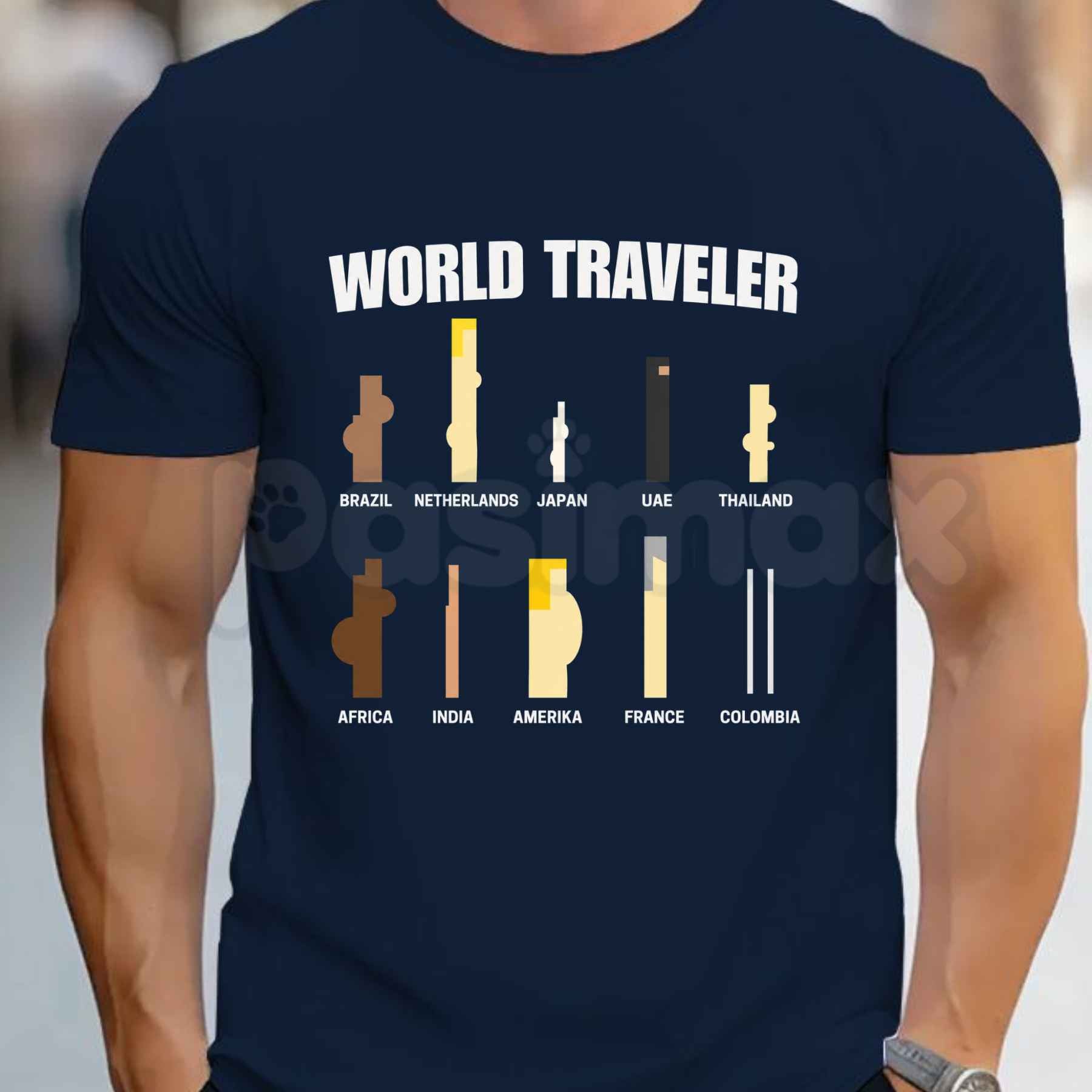World Traveler Graphic Tee – Wanderlust Explorer Shirt, Vintage Map Compass Unisex Cotton T-Shirt for Men & Women