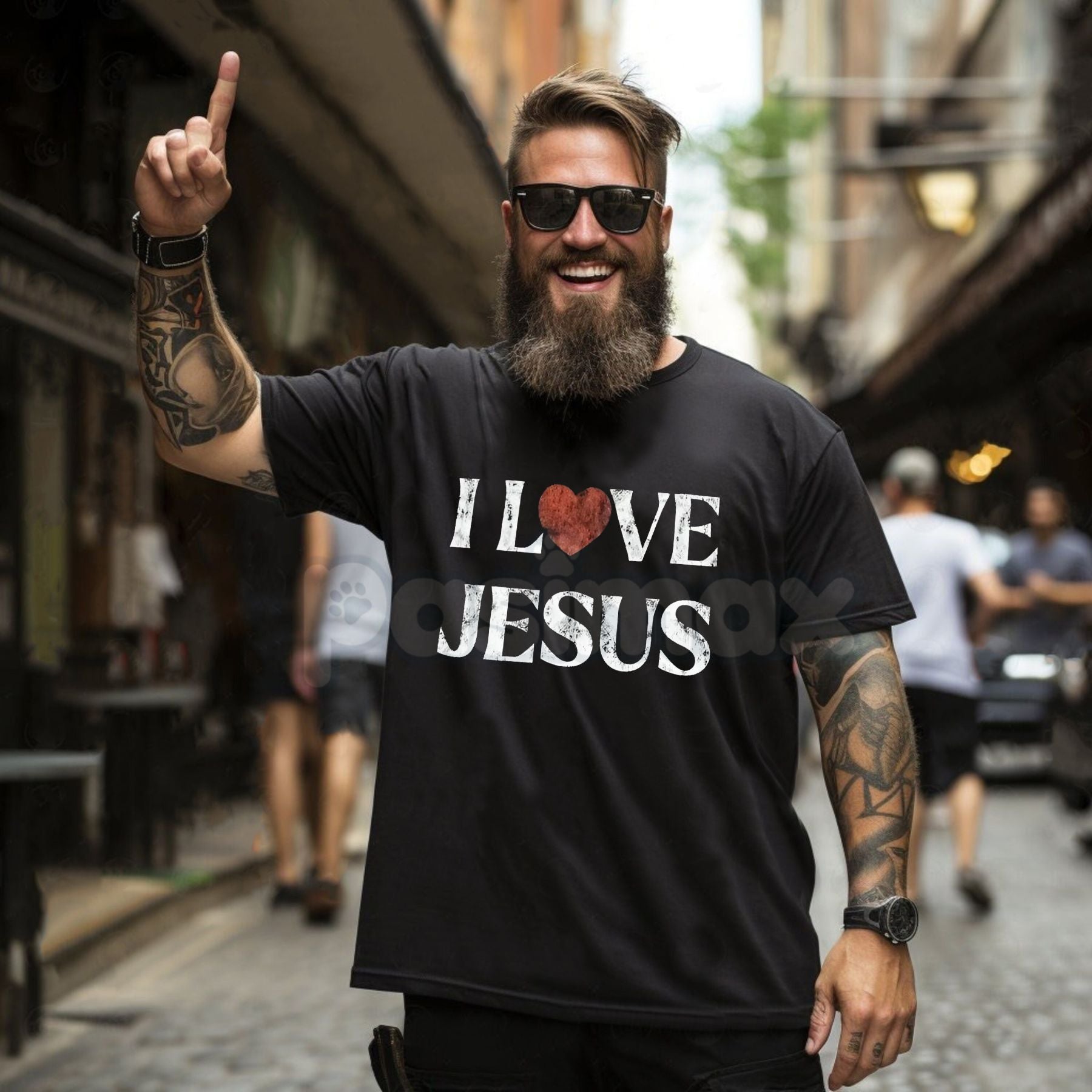 Pasimax Vintage "I Love Jesus" Print T-Shirt - Retro 70s Christian Graphic Tee, Faith-Based Throwback Apparel, Classic Jesus 