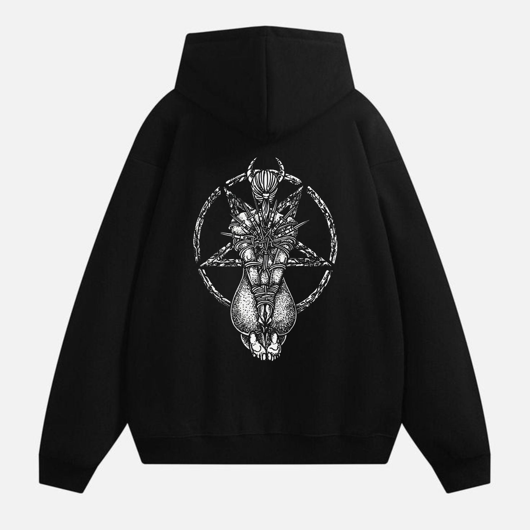 Pasimax Goat Skull Pentagram Occult Hoodie — lifestyle context