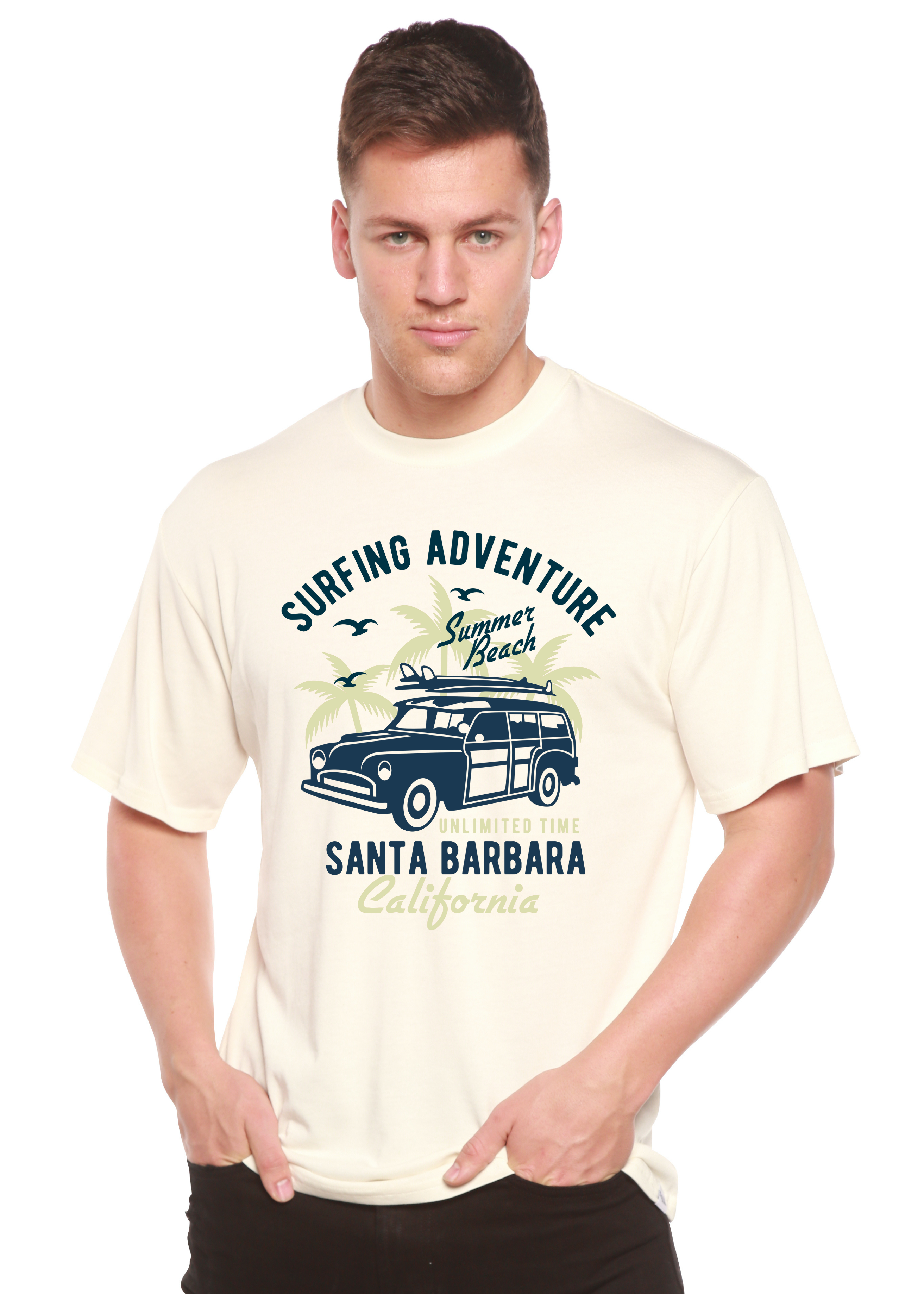 Spun Bamboo Surfing Adventure Spun Bamboo® Men's Bamboo Viscose/Organic Cotton Short Sleeve Graphic T-Shirt — lifestyle conte