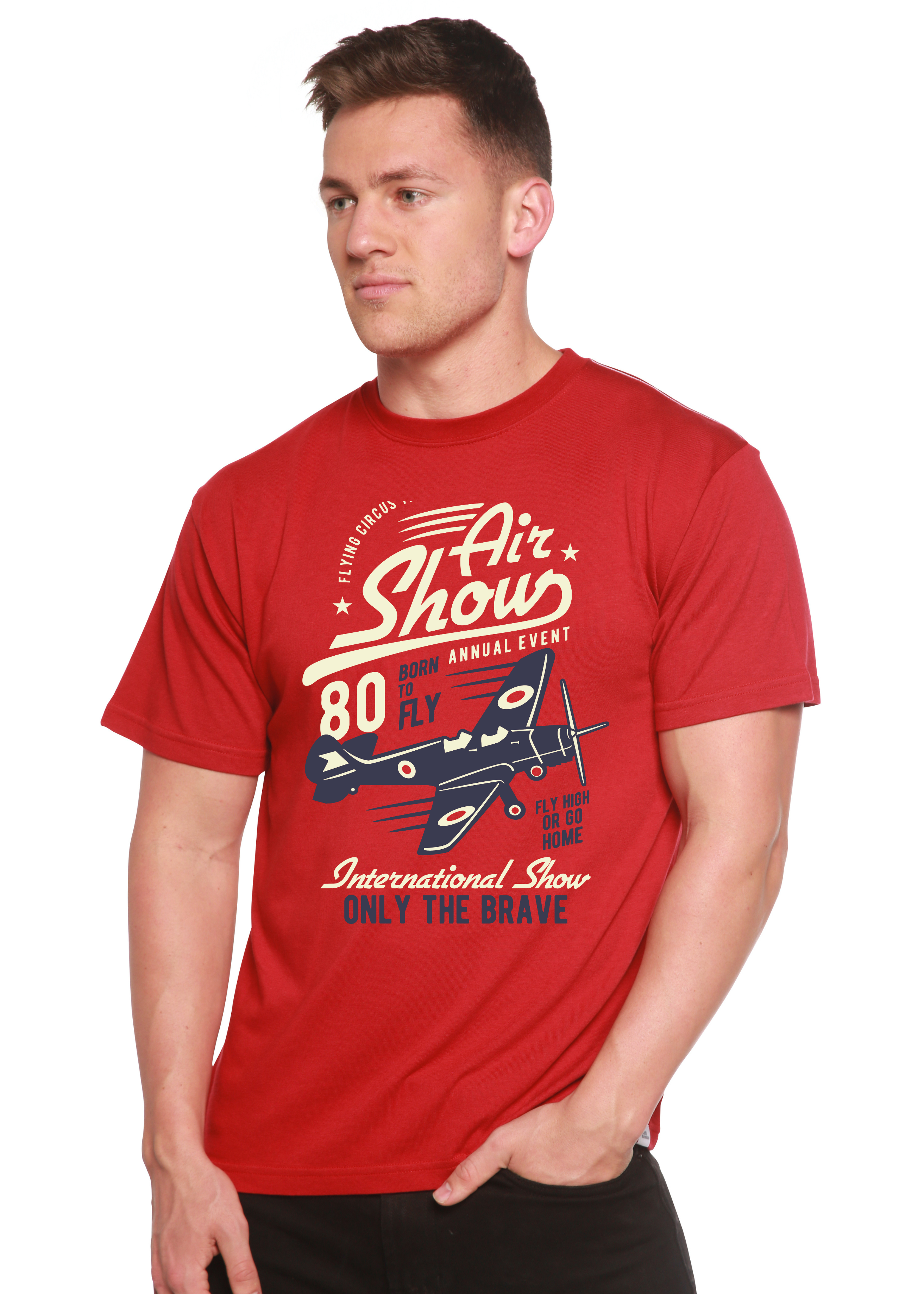 Spun Bamboo Air Show Men's Bamboo Viscose/Organic Cotton Short Sleeve Graphic T-Shirt — main product shot