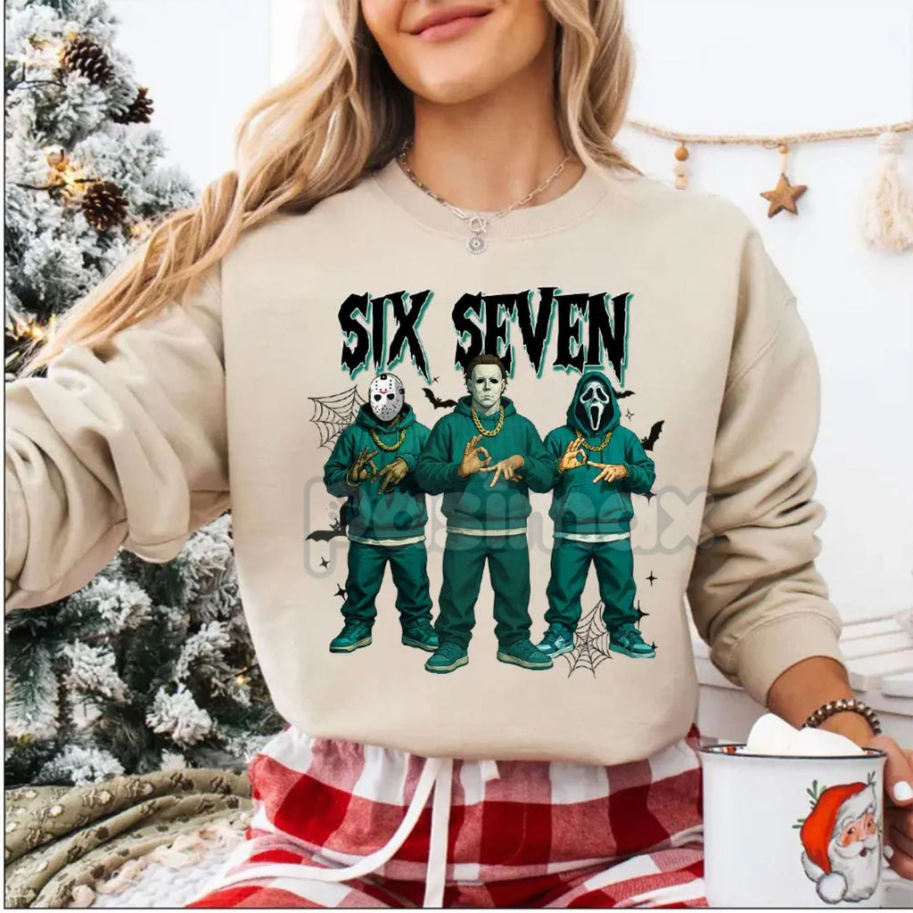 Pasimax Funny "Six Seven" 67 Halloween Shirt | Slasher Movie Killers Sweatshirt – Horror Fan Gift — lifestyle context