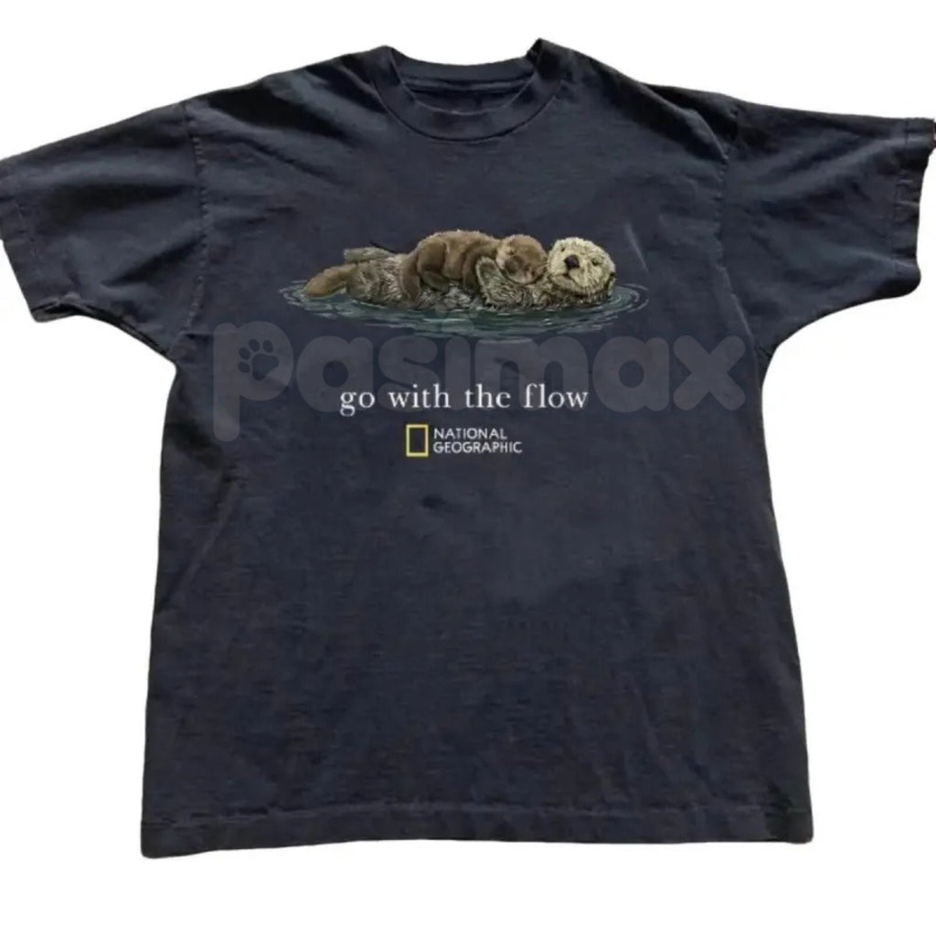 Pasimax National Geographic "Go with the Flow" T-Shirt - Official Style Nature Exploration Graphic Tee, Premium 100% Cotton A