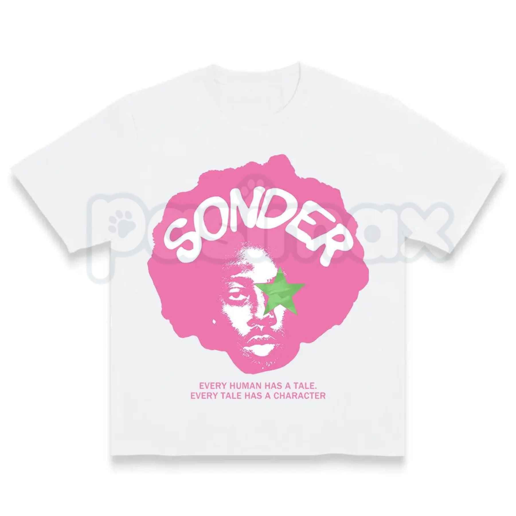 Bold Pink Sonder Lettering Geometric Print Rap Shirt – Modern Streetwear Graphic Tee, Minimalist Aesthetic Urban Unisex Hip Hop Fashion Shirt