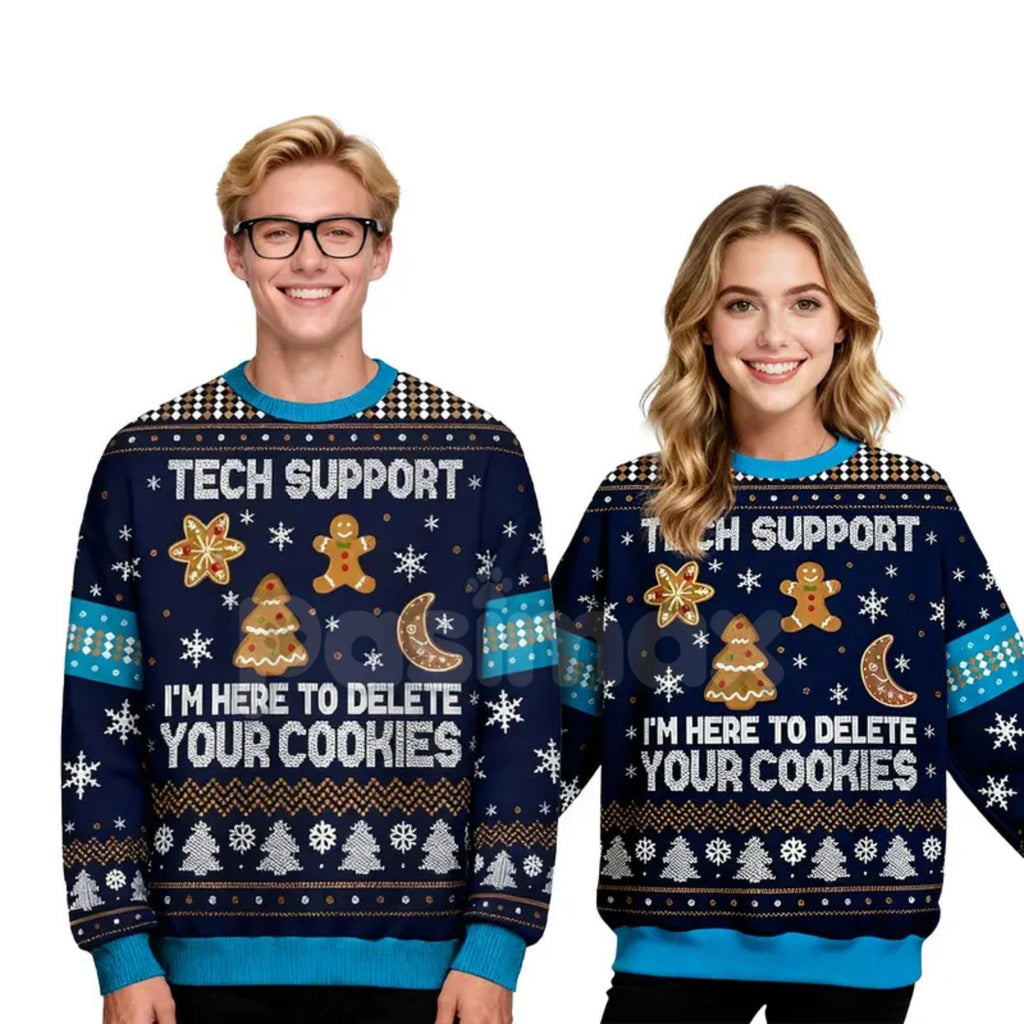 Pasimax Geeksoutfit Retro Geek Sweater Ugly Christmas Jumper, Crew Neck Long Sleeve Holiday Knitwear for Men & Women — back v