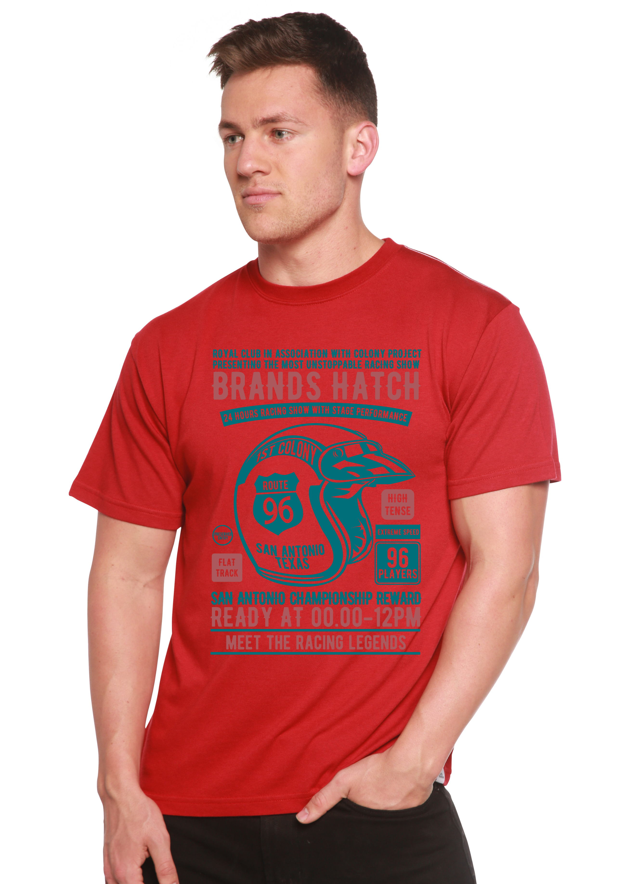 Spun Bamboo Brands Hatch Men's Bamboo Viscose/Organic Cotton Short Sleeve Graphic T-Shirt — in-use photo