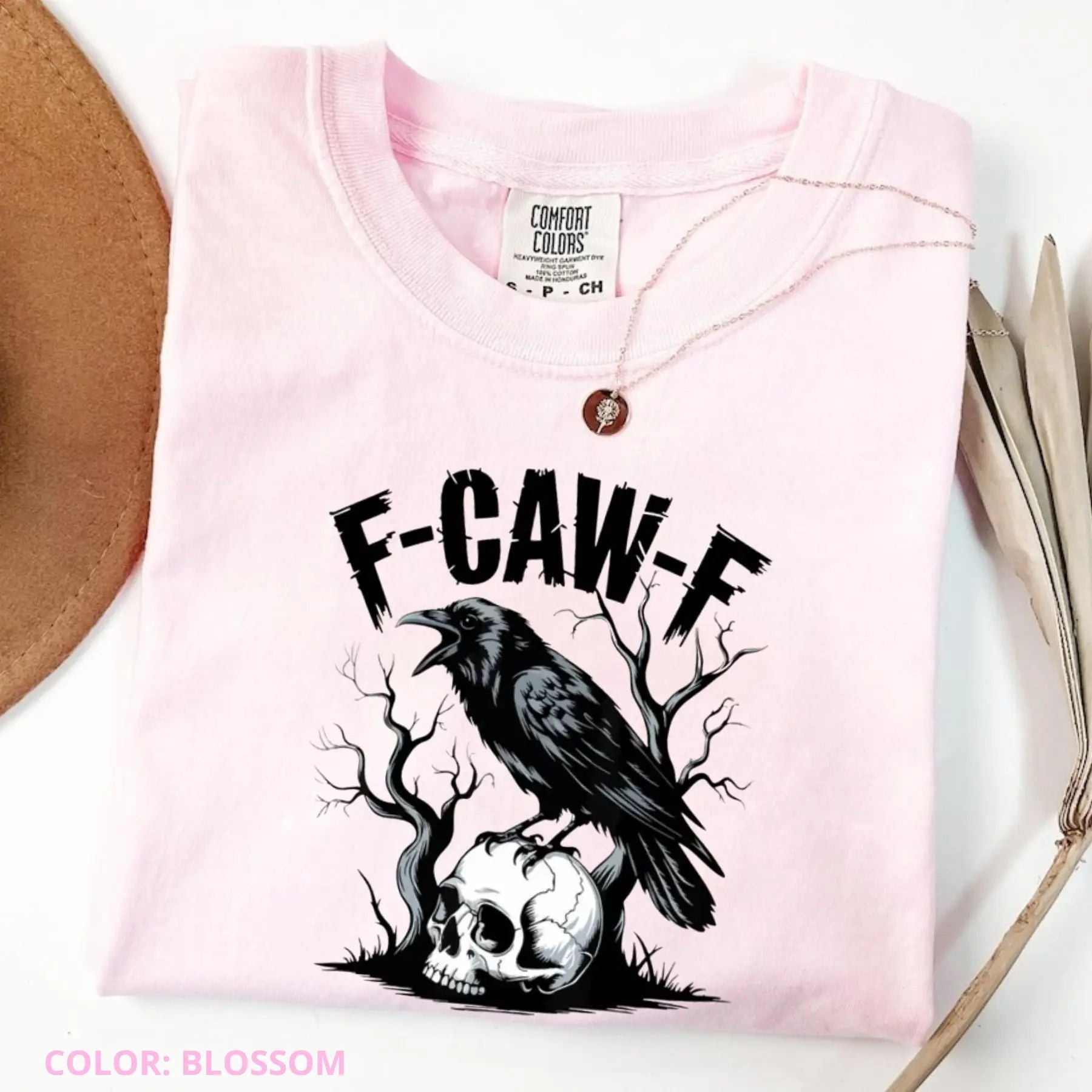 Pasimax Comfort Colors F-Caw-F T-Shirt – Witty Crow Art, Sassy Raven Funny Tee, Edgy Humor Shirt, Bold Statement Top — side v