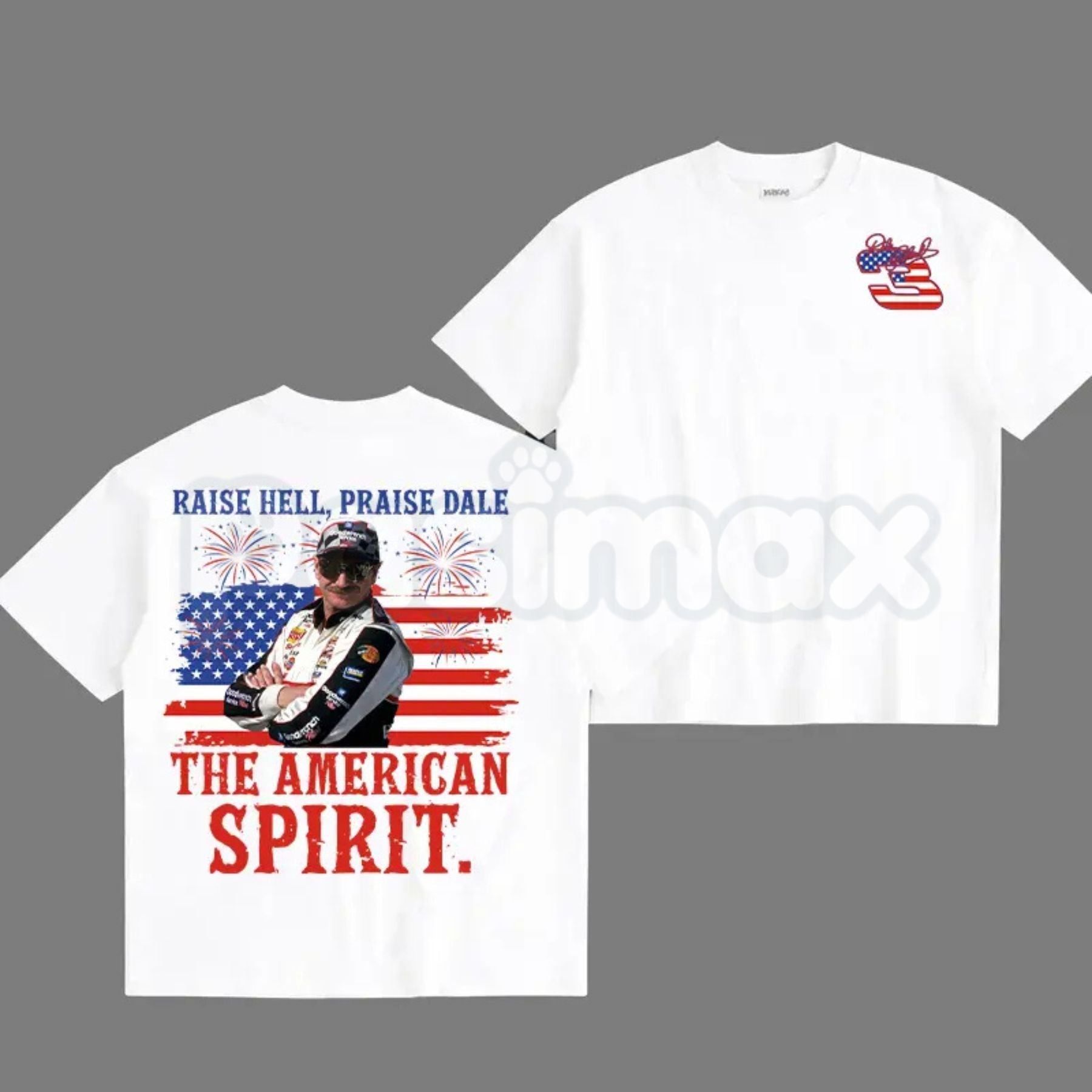 Dale Earnhardt #3 "Raise Hell, Praise Dale" T-Shirt – 2-Sided American Spirit Racing Tee, Premium 100% Cotton 4th of July Middle Finger Top, Soft Lived-In Heavyweight NASCAR Fan Shirt, Made in USA