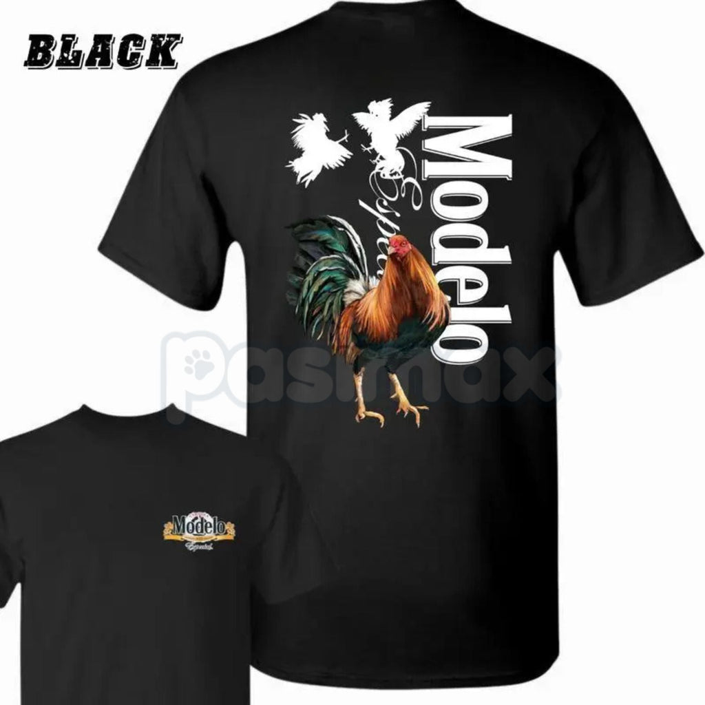 Pasimax Vintage Style Modelo Rooster T-Shirt - Iconic Mexican Cockfight Graphic, Bold Beer Culture Apparel, Retro Dynamic Men