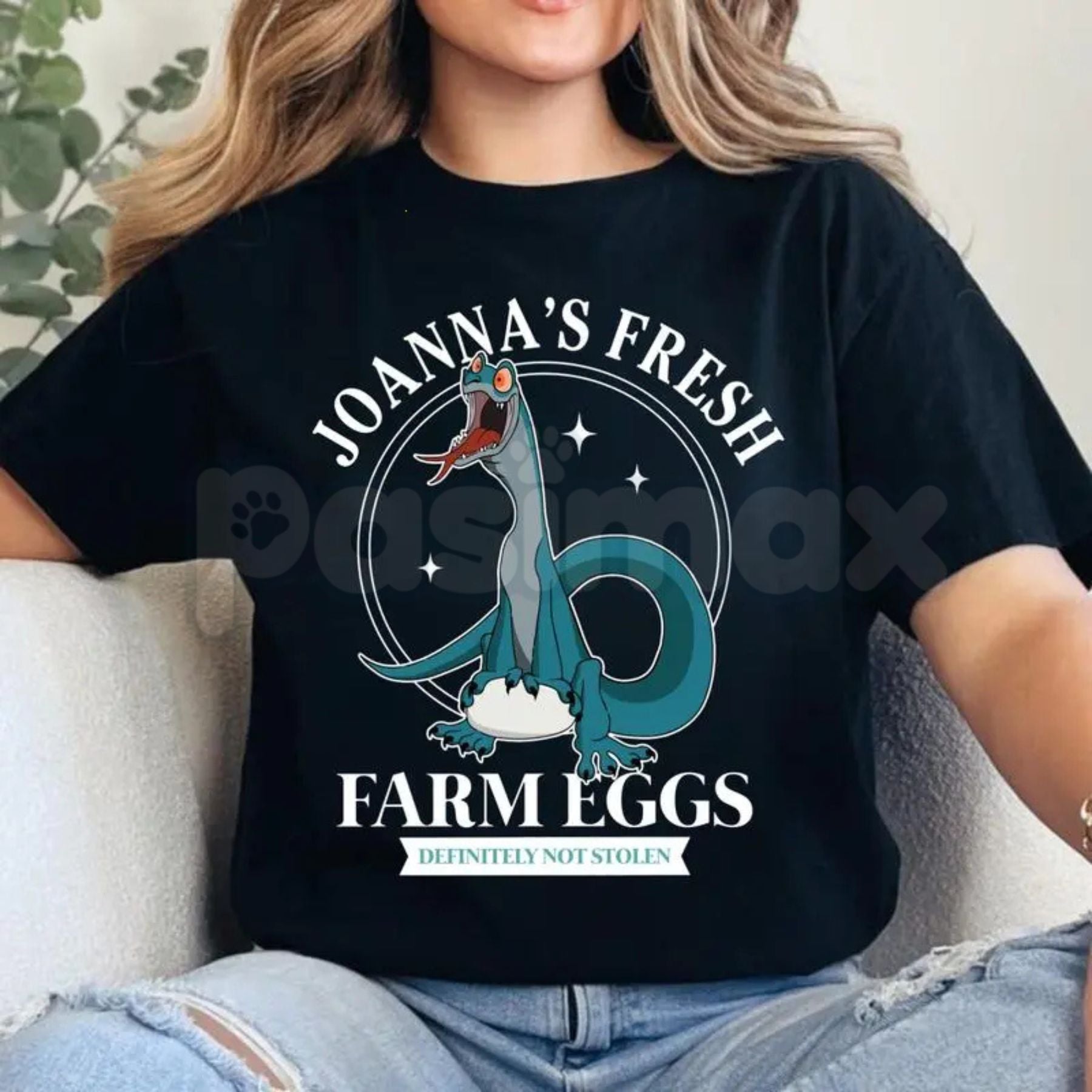 Joanna "Fresh Farm Eggs" T-Shirt – Retro Rescuers Down Under Novelty Quote Graphic Tee