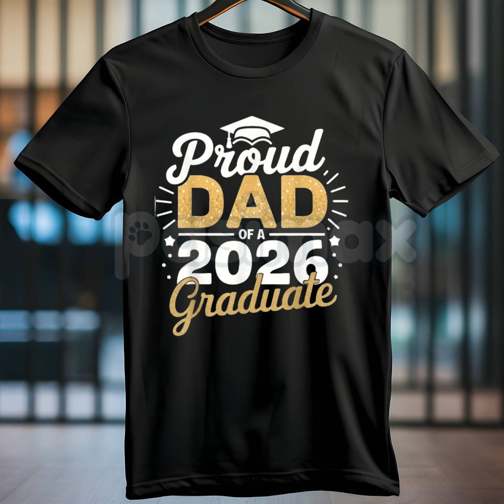 "Proud Dad of a 2026 Graduate" T-Shirt – Senior Class 2026 Graduation Graphic Tee, Premium 100% Cotton Commencement Top, Soft Lived-In Heavyweight Fatherhood Shirt, Made in USA