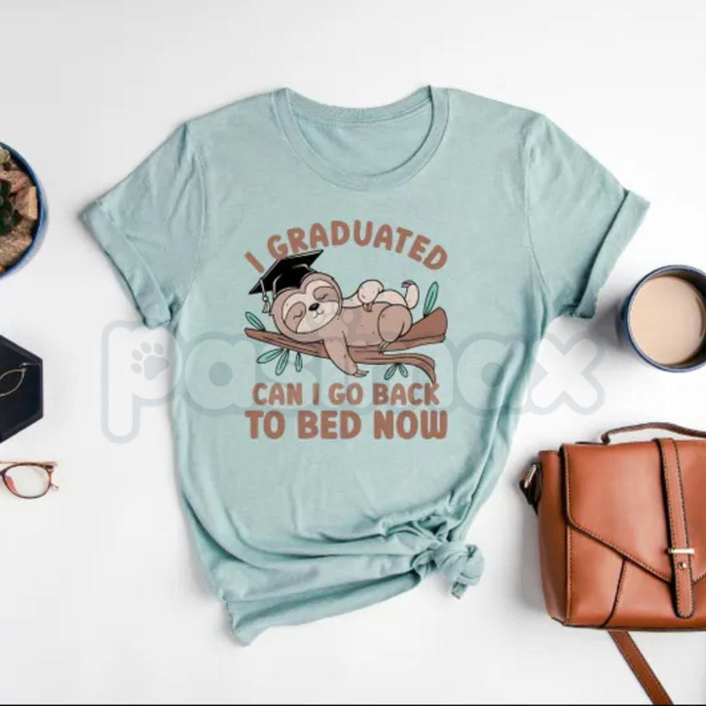 Funny "I Graduated Can I Go Back To Bed Now" T-Shirt – Graduation Gift Graphic Tee